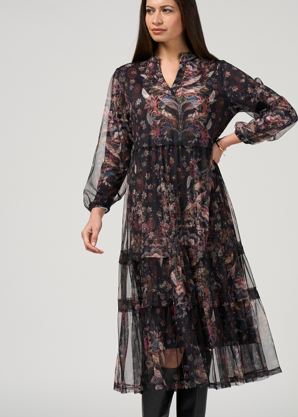 Antoinette Tulle Dress Black Multi Loobie's Story