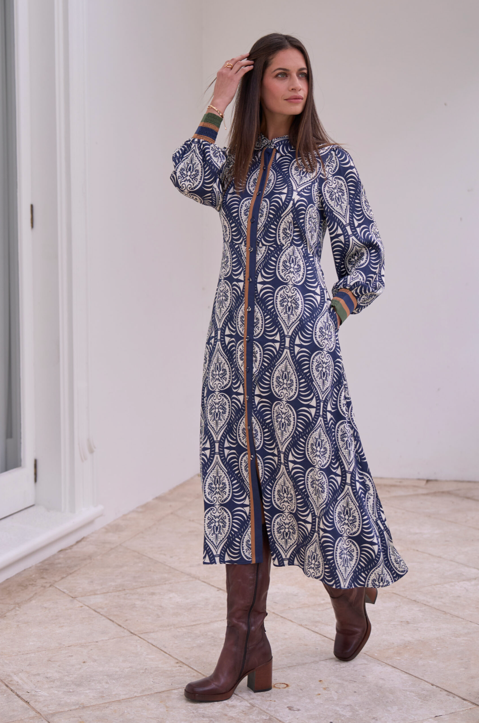 Opaline Shirt Dress Indigo Multi Loobie's Story