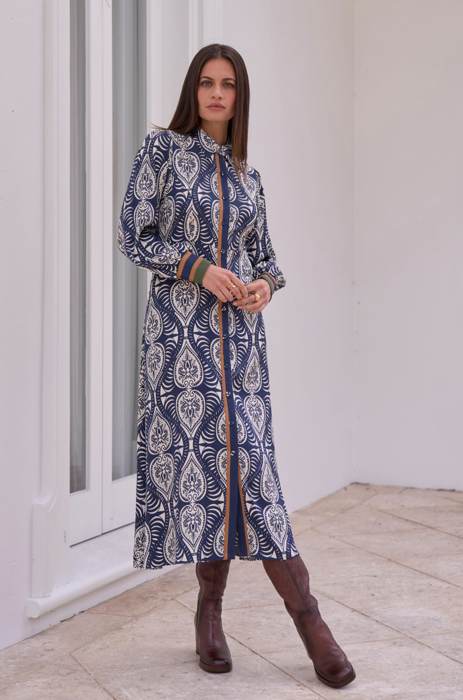 Opaline Shirt Dress Indigo Multi Loobie's Story