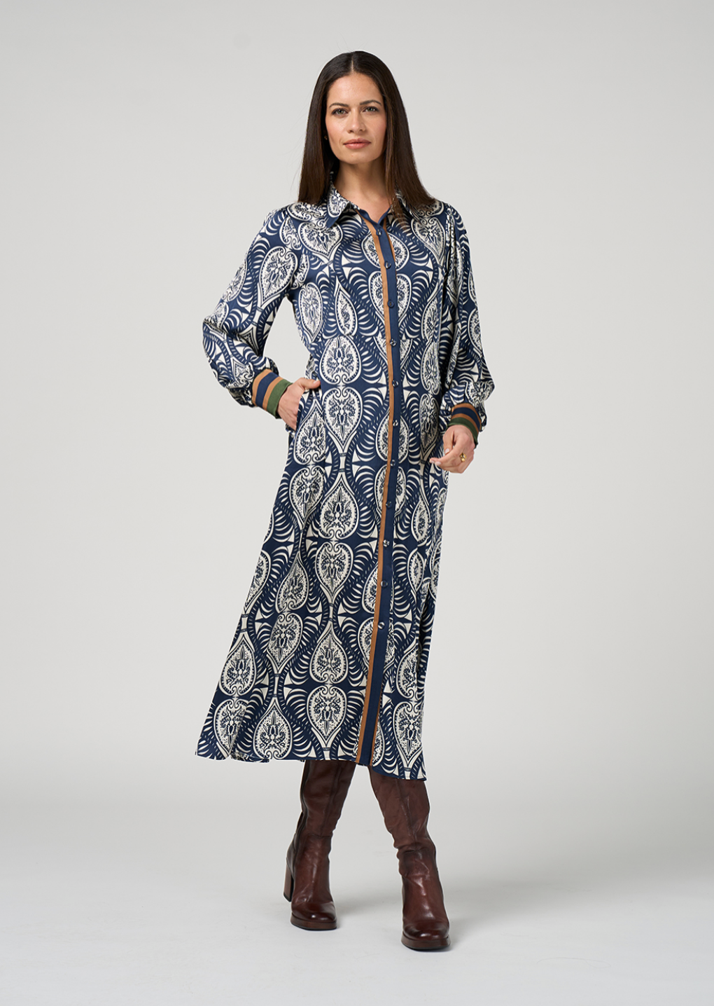 Opaline Shirt Dress Indigo Multi Loobie's Story