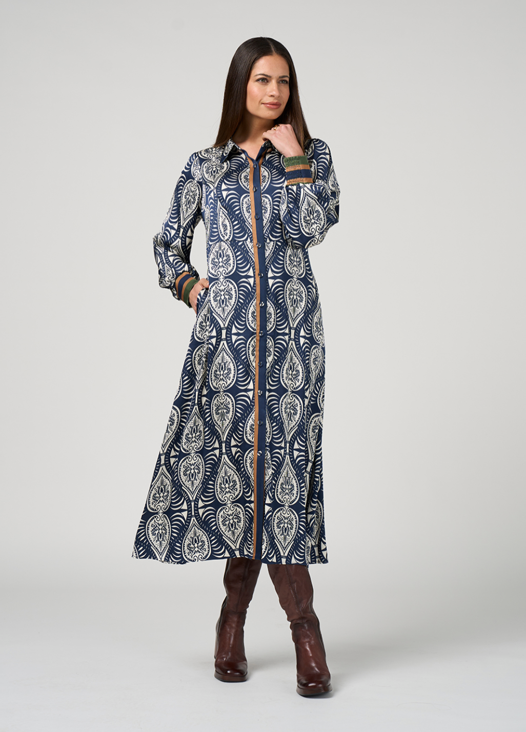 Opaline Shirt Dress Indigo Multi Loobie's Story