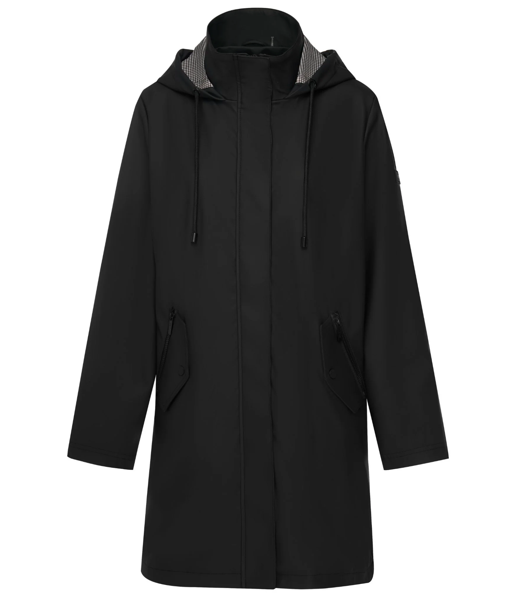 Billie Rain Coat Black with Houndstooth