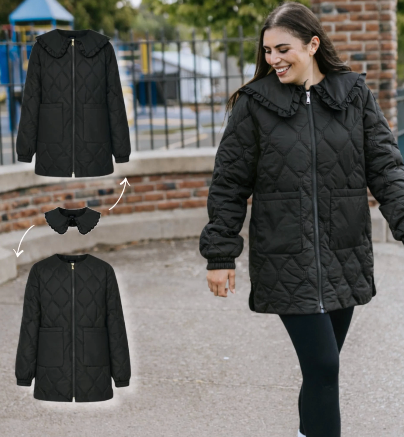 TESS Quilt Coat Black MOKE