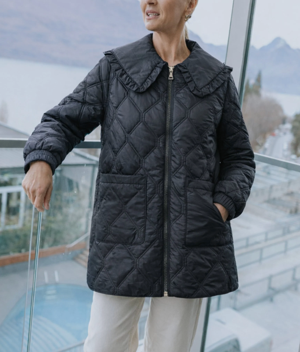 TESS Quilt Coat Black MOKE