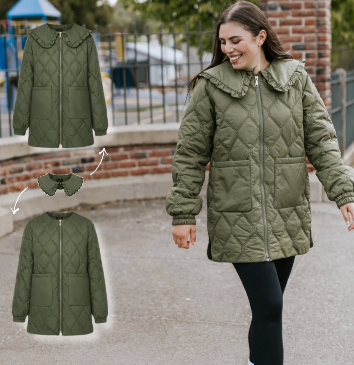 TESS Quilt Coat Olive Green MOKE