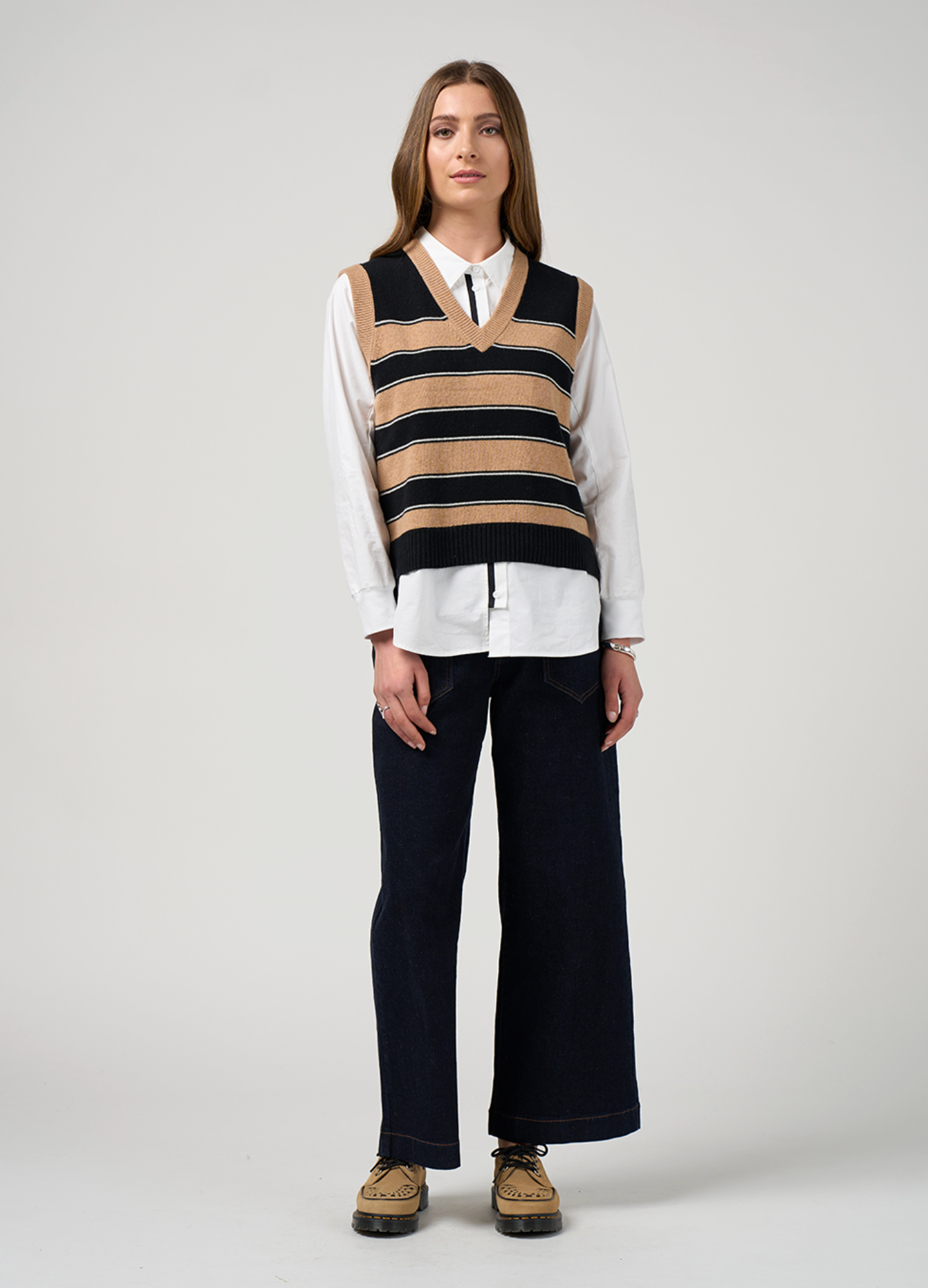 College Vest Camel/Black Madly Sweetly