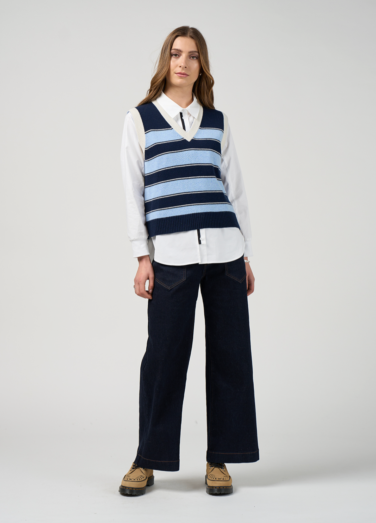 College Vest Navy/Blue Stripe Madly Sweetly