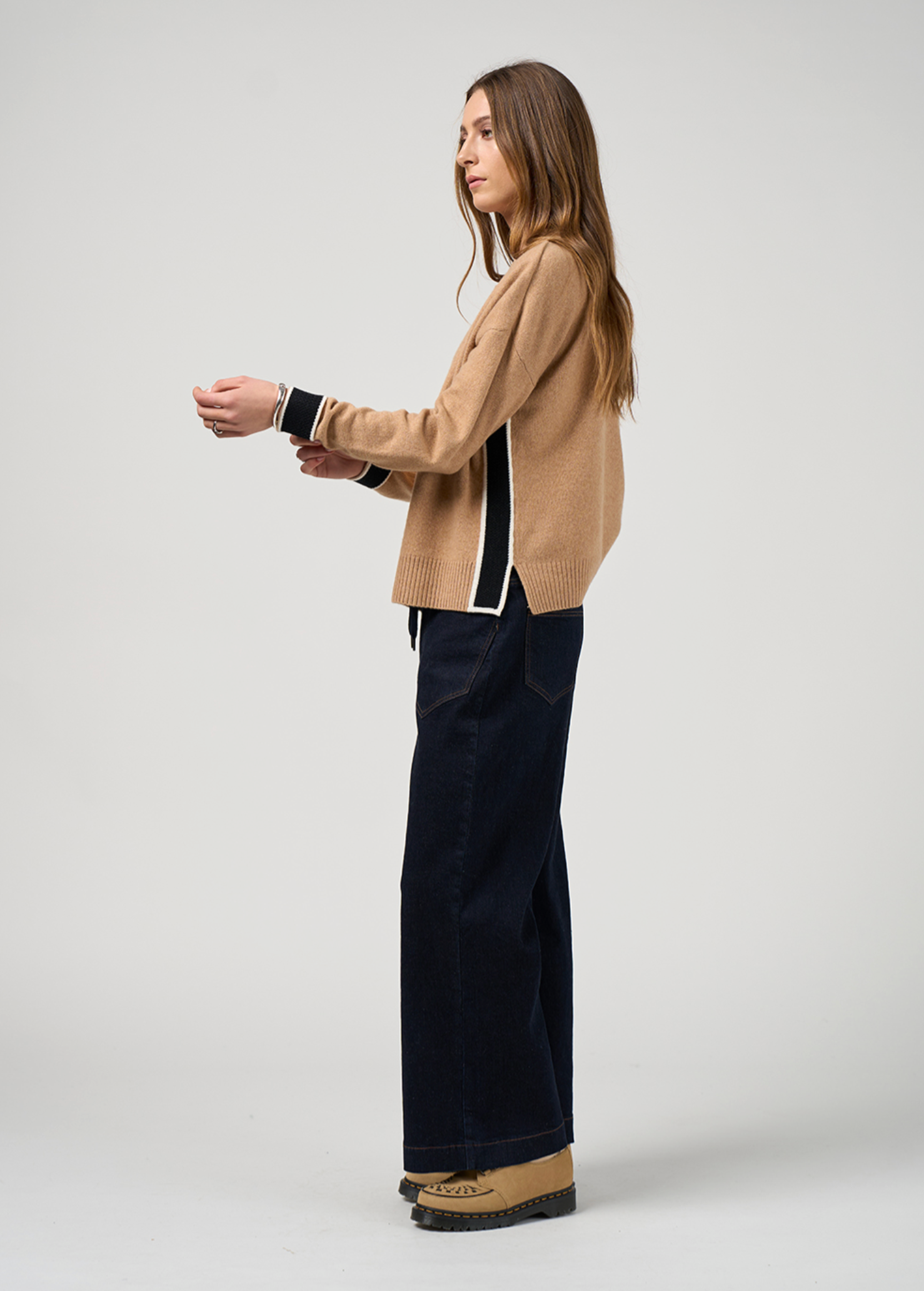 College Sweater Camel/Black Madly Sweetly