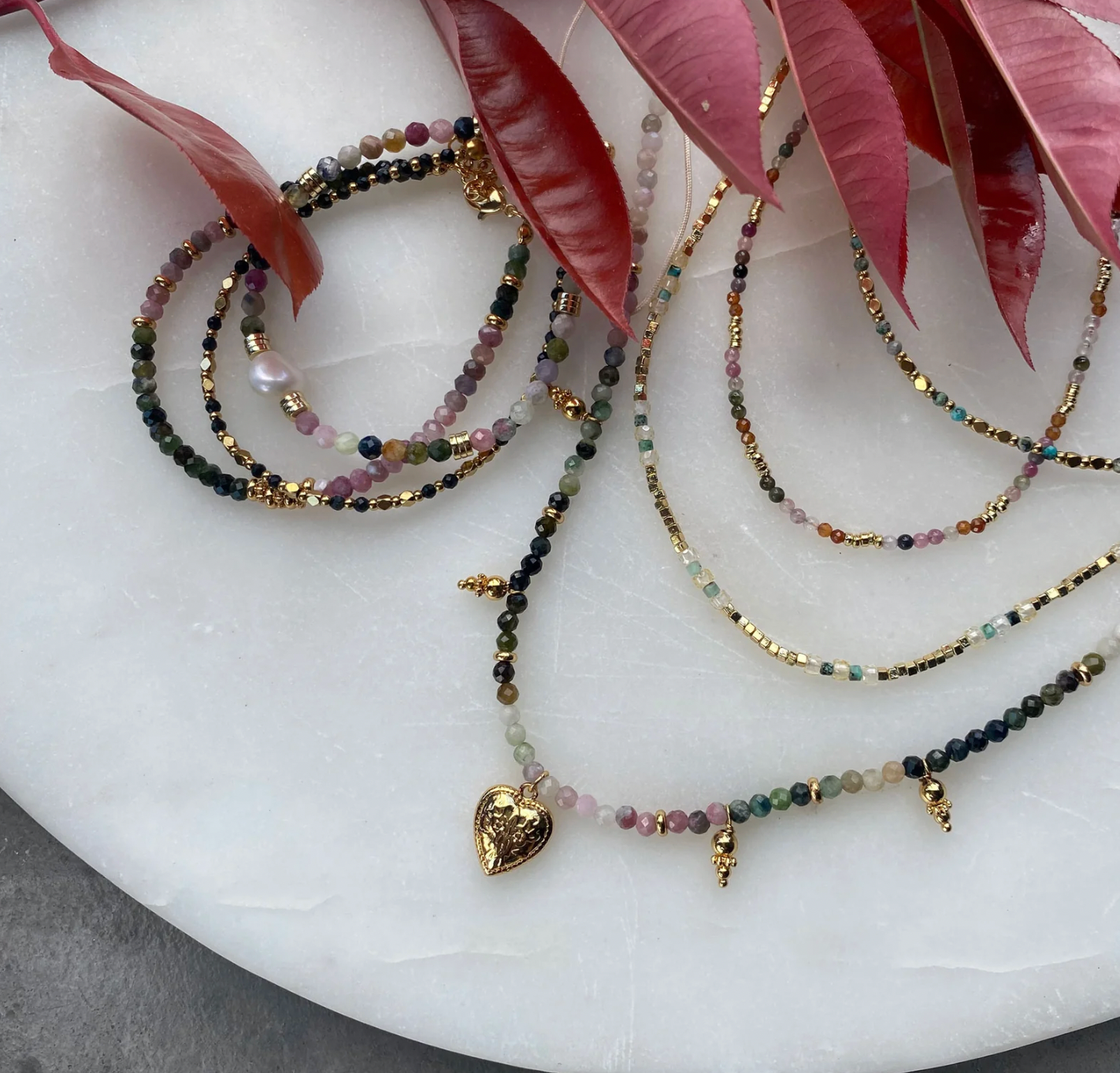 A&C Wild Nature Necklace Multi with heart