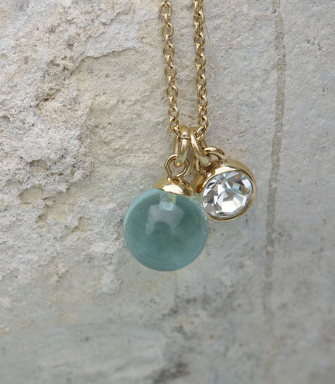 A&C Oslo Green Ball and CZ Necklace