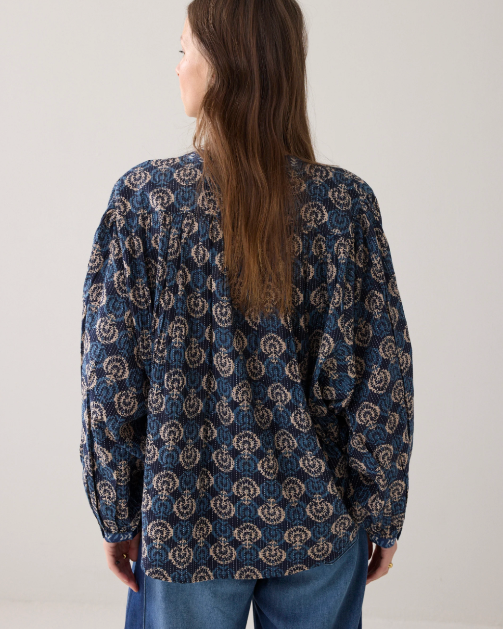 Summum Blouse Blue Blockprint