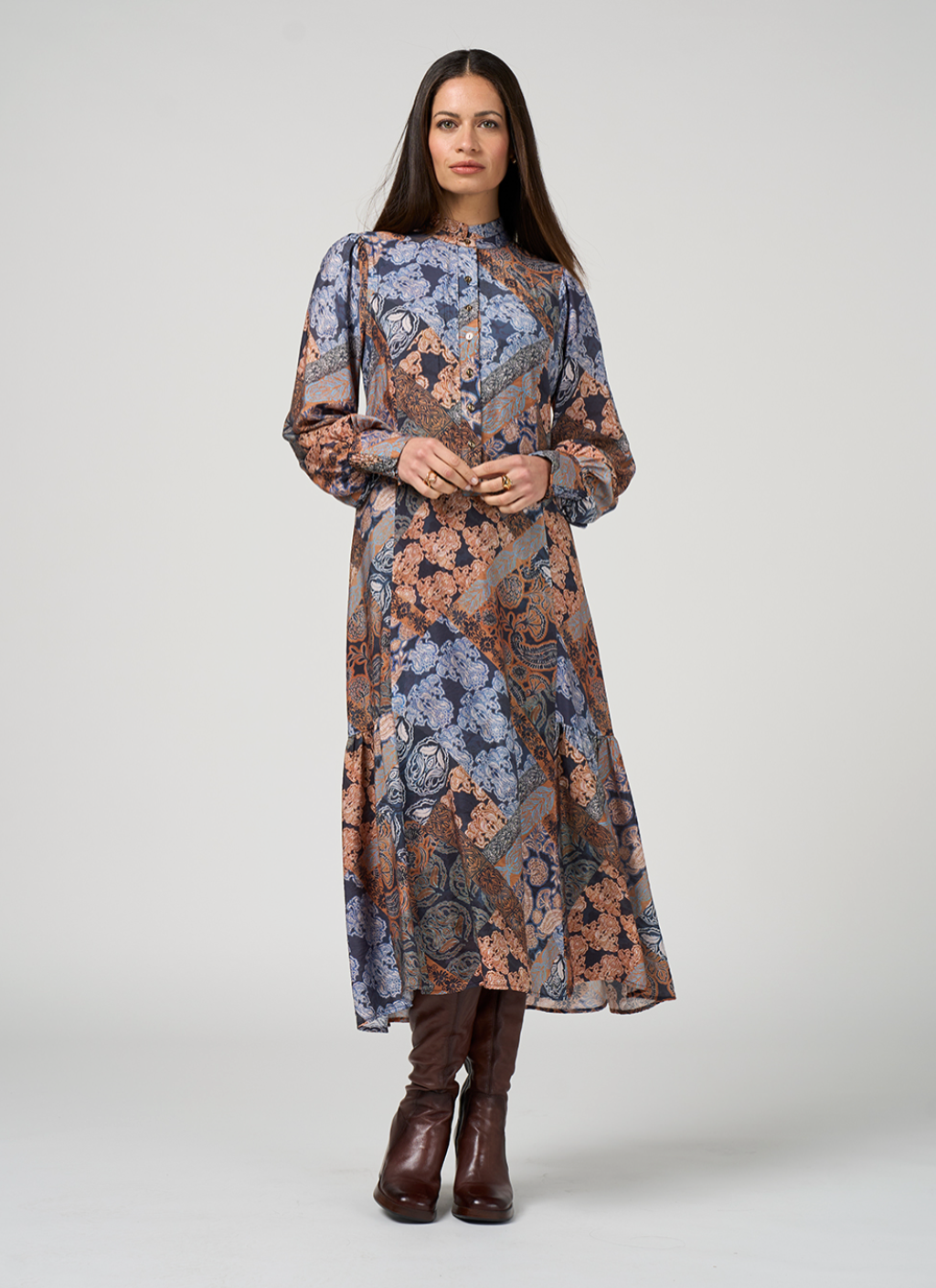 Byzantium Midi Dress Loobies Story Indigo Multi