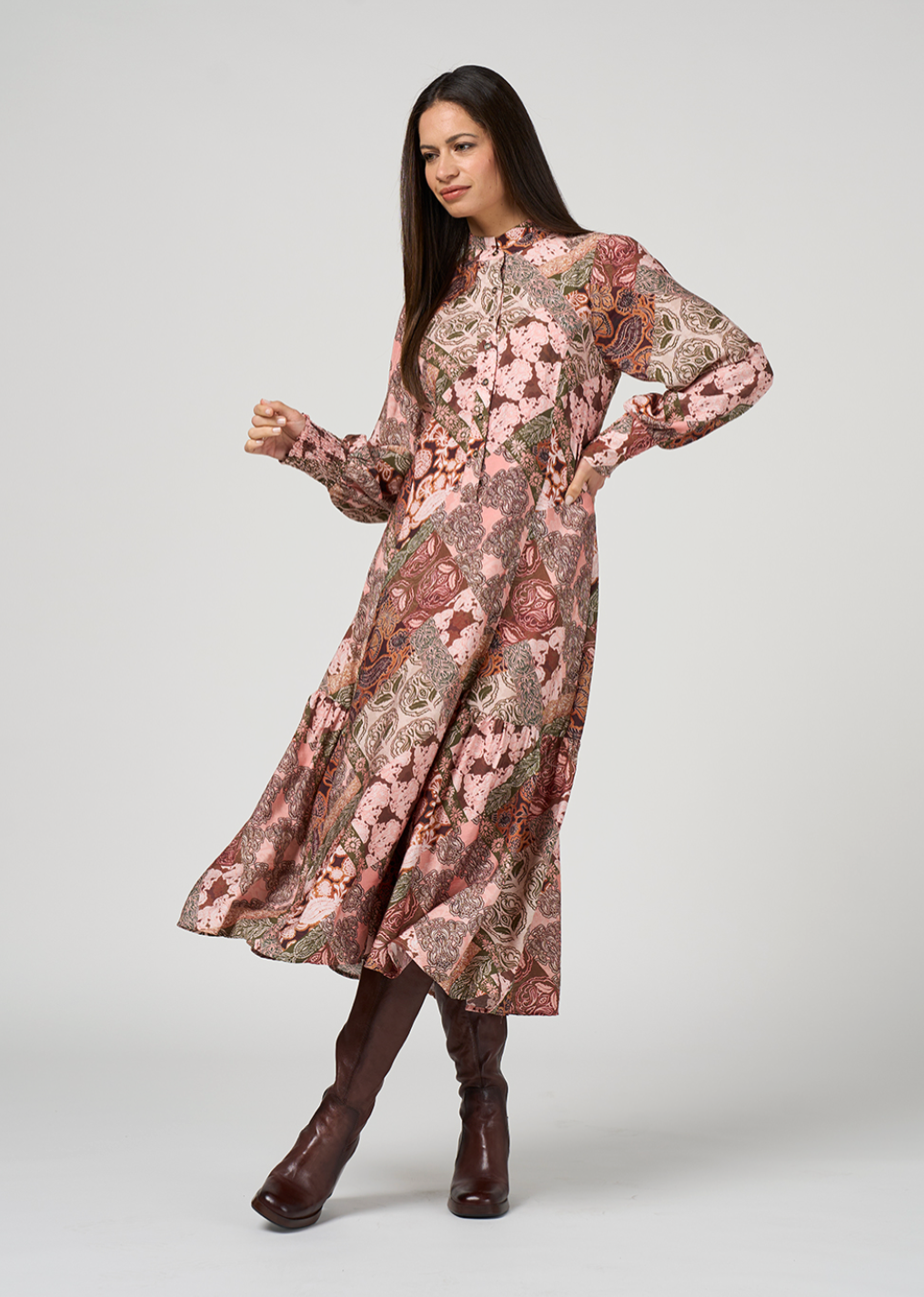 Byzantium Midi Dress Loobies Story Blush Multi