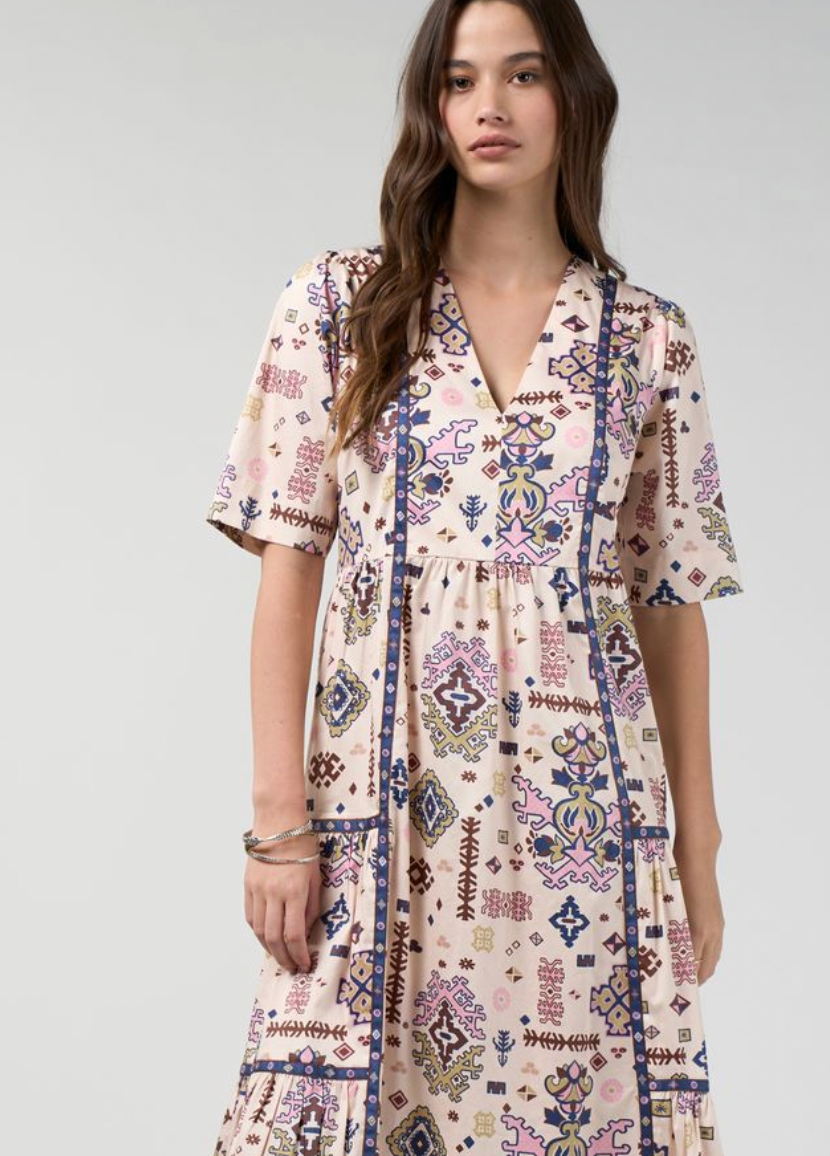 Loobie's Story Lanka Midi Dress - Bone Multi