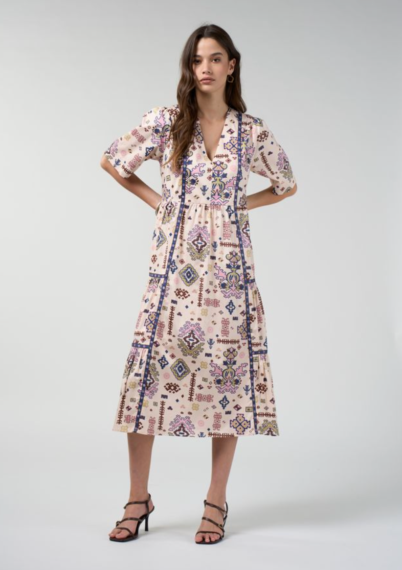 Loobie's Story Lanka Midi Dress - Bone Multi