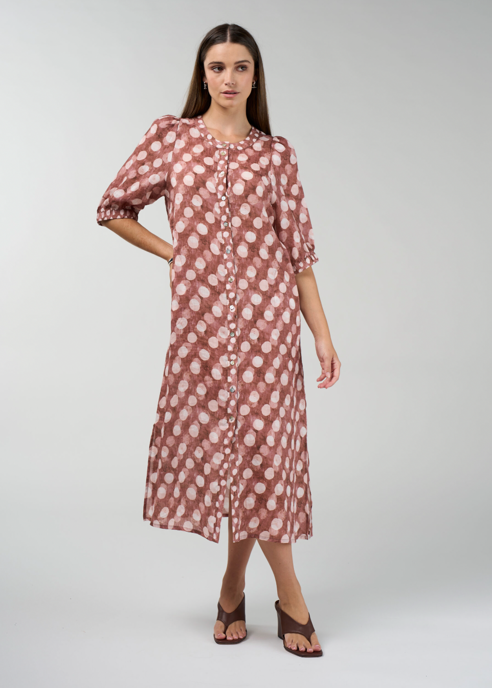 Madly Sweetly Vision Shirt Dress - Cocoa Multi