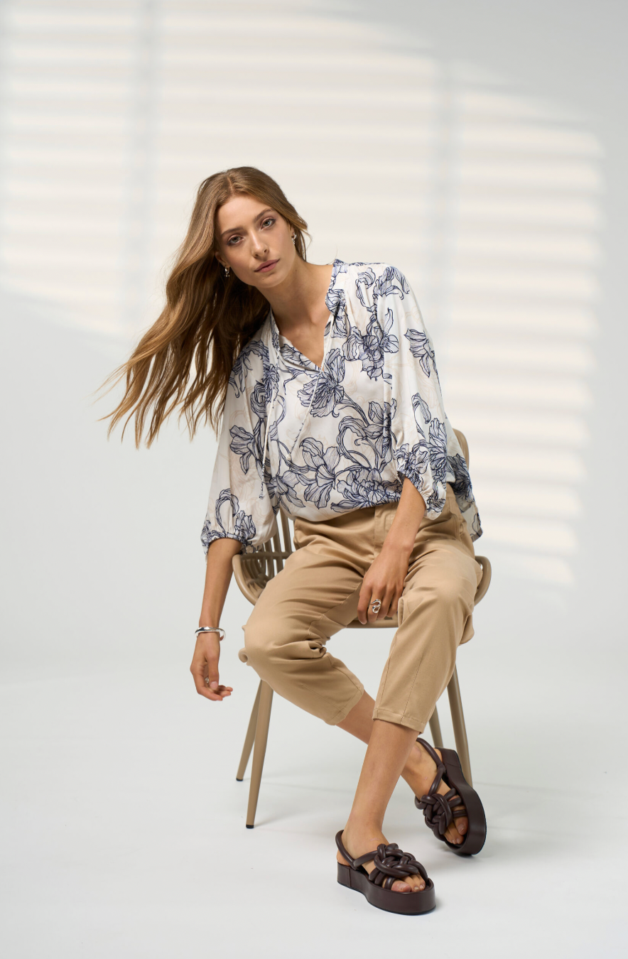 Madly Sweetly Blueprint Blouse - Silk White Multi