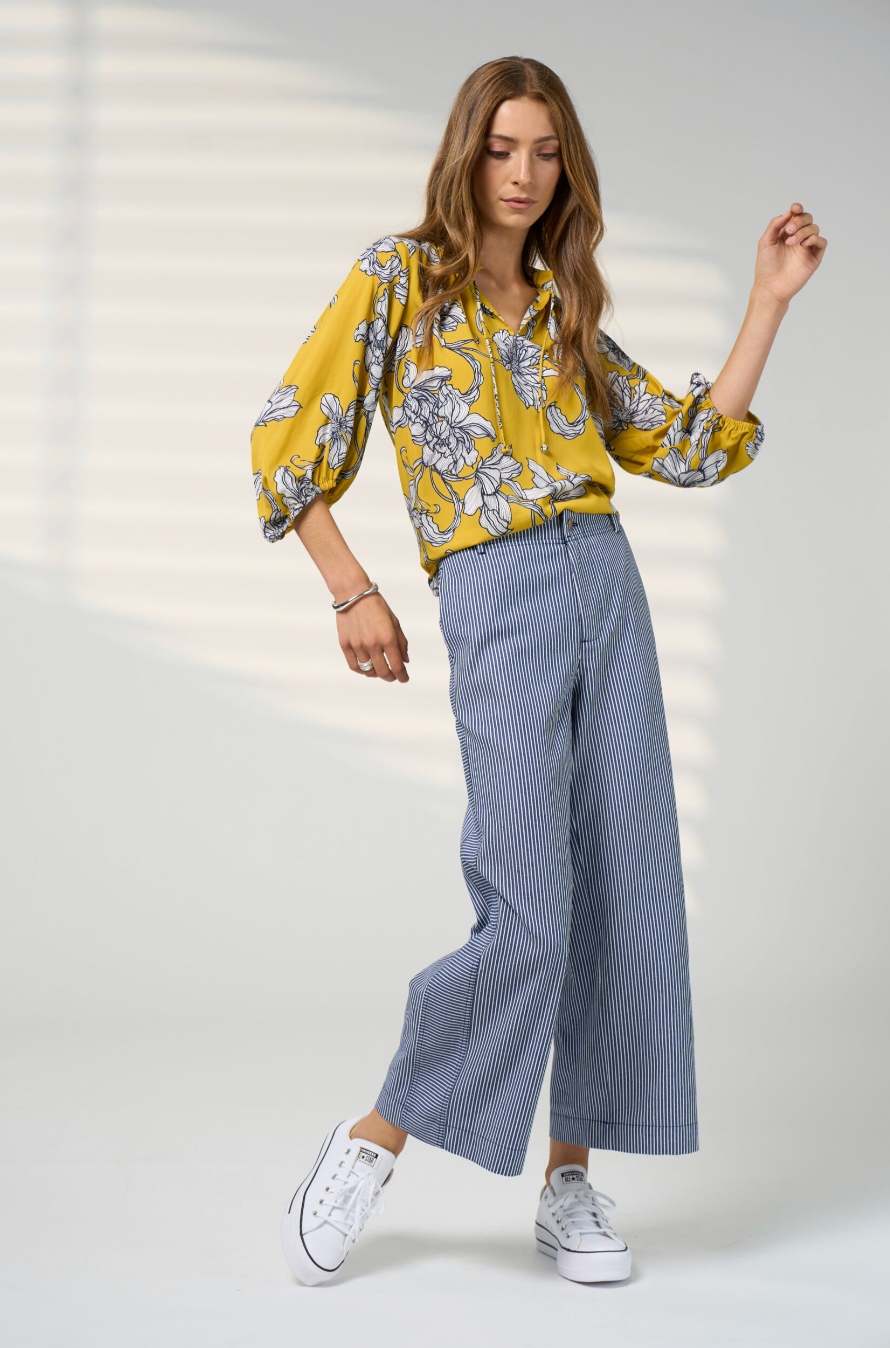 Madly Sweetly Blueprint Blouse - Citron Multi
