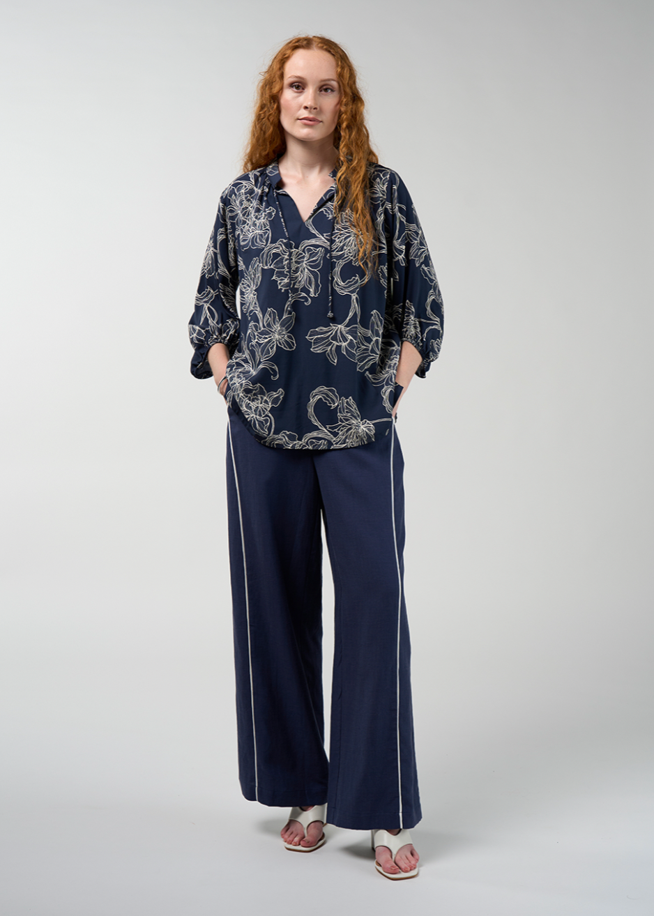 Madly Sweetly Blueprint Blouse - Navy Multi