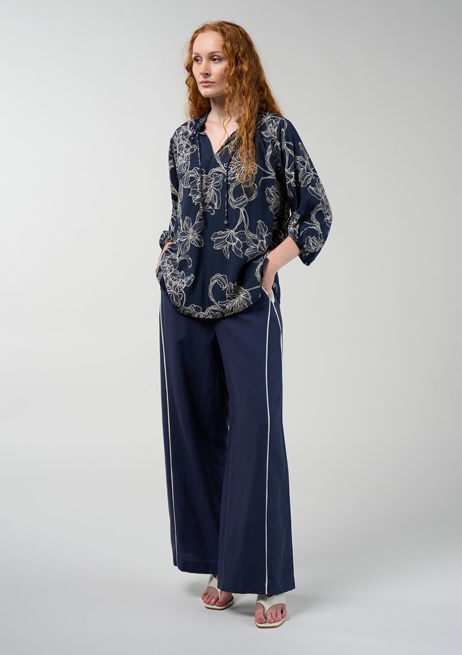 Madly Sweetly Blueprint Blouse - Navy Multi