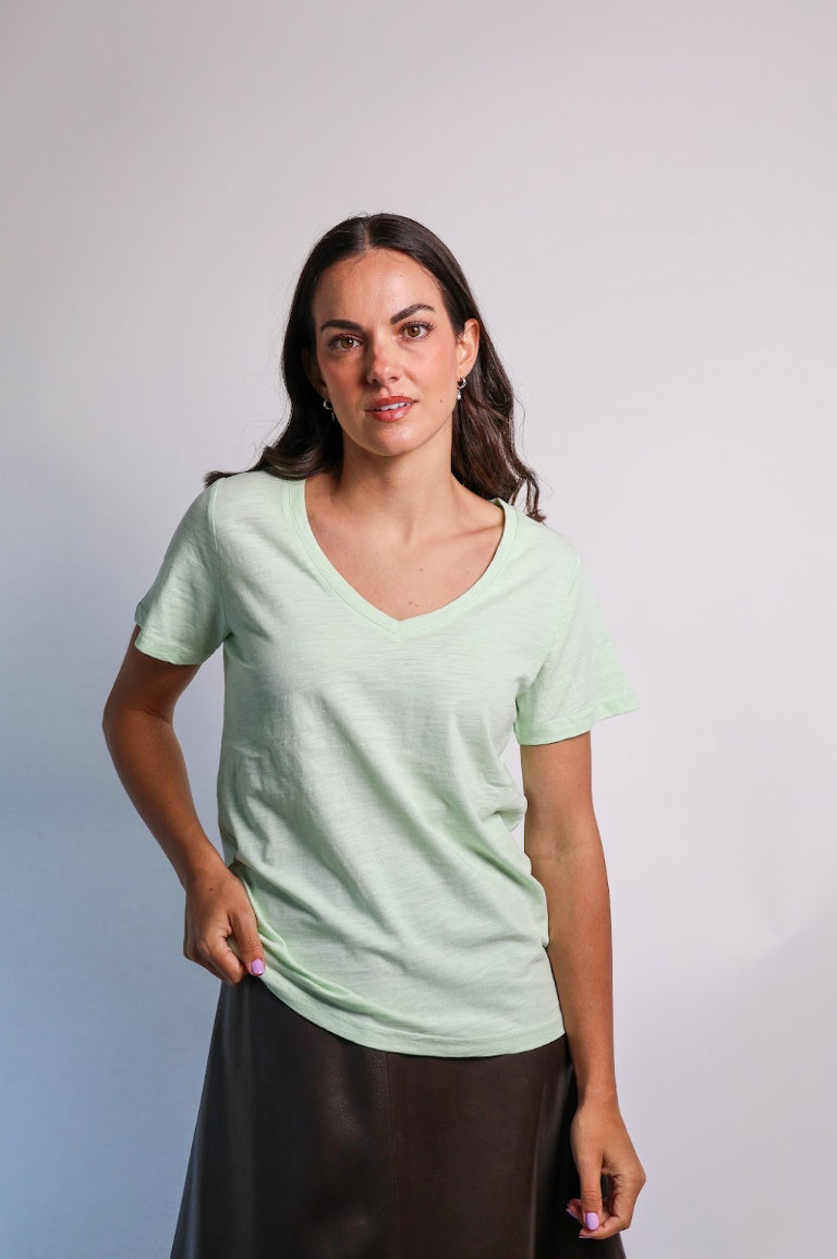 Violette V Neck T Shirt Velveteen Rabbit - Pistachio
