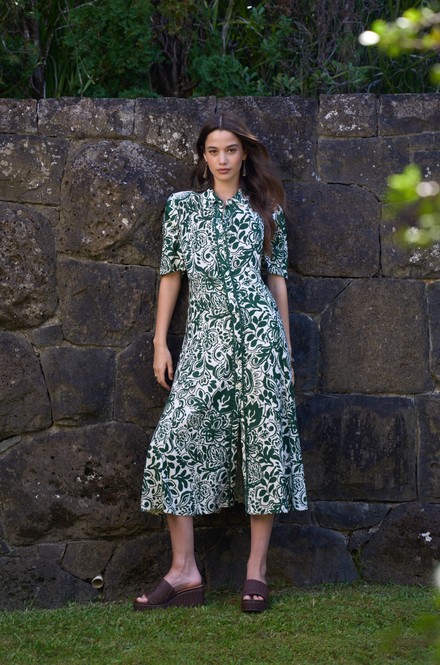 Loobie's Story Teardrop Shirt Dress - Buttermilk Multi