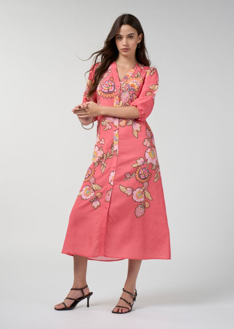 Loobie's Story Mirissa Shirt Dress - Coral Multi