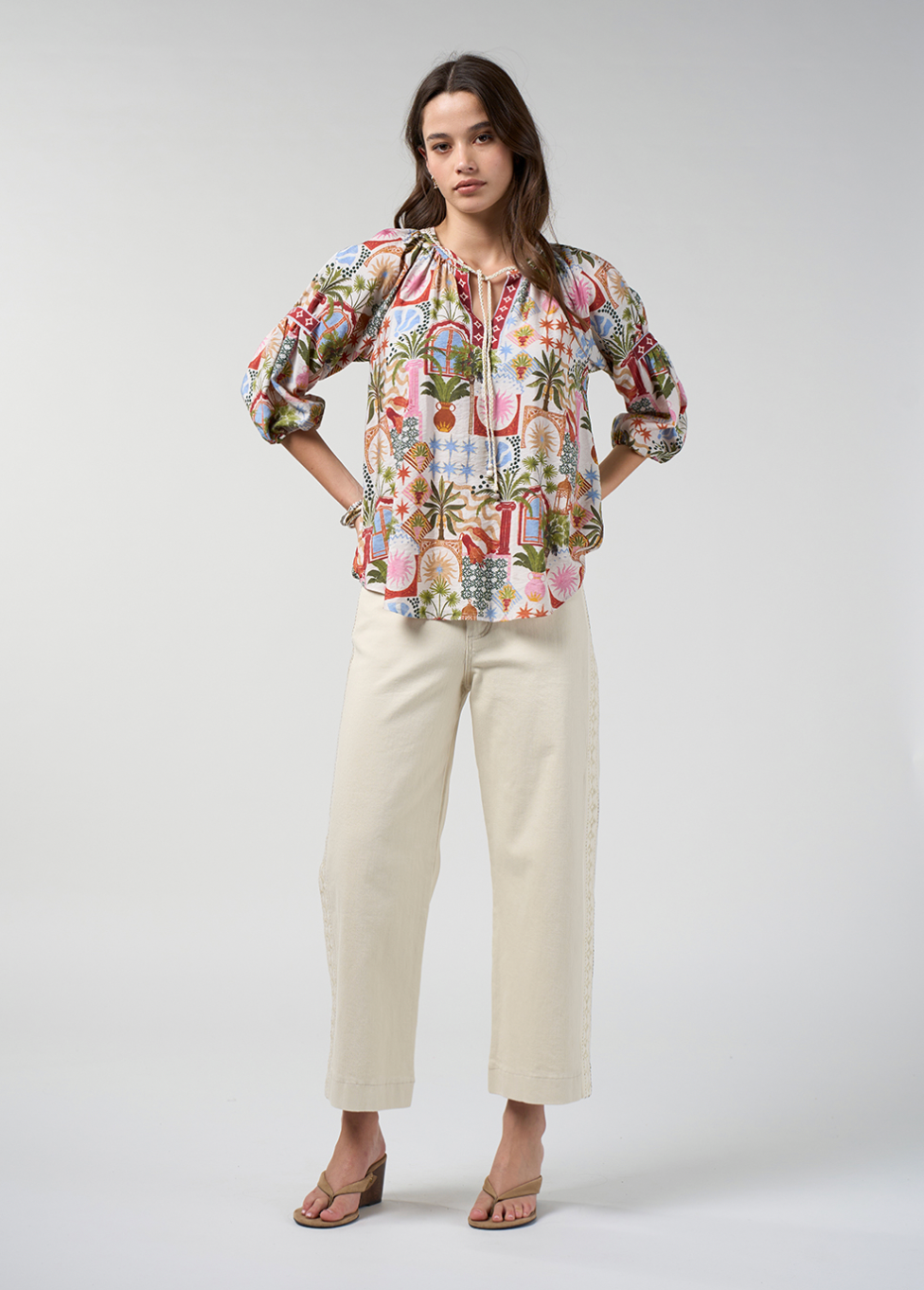 Loobie's Story Jaffna Blouse - Bone Multi
