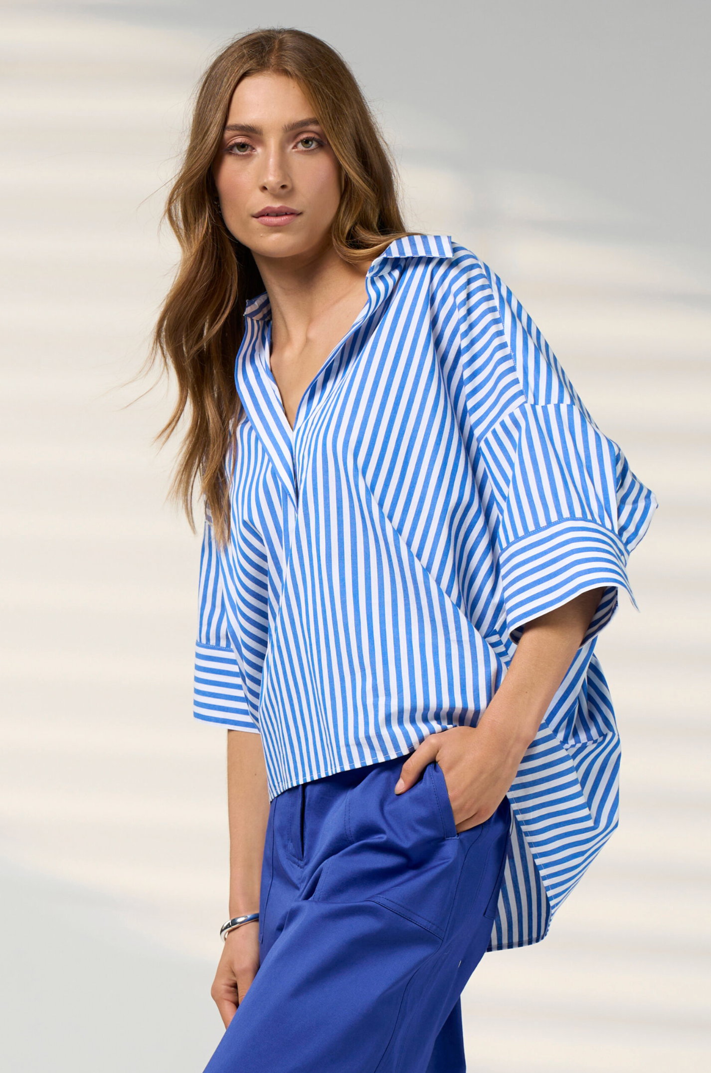 Madly Sweetly Connect Stripe Shirt - Cobalt