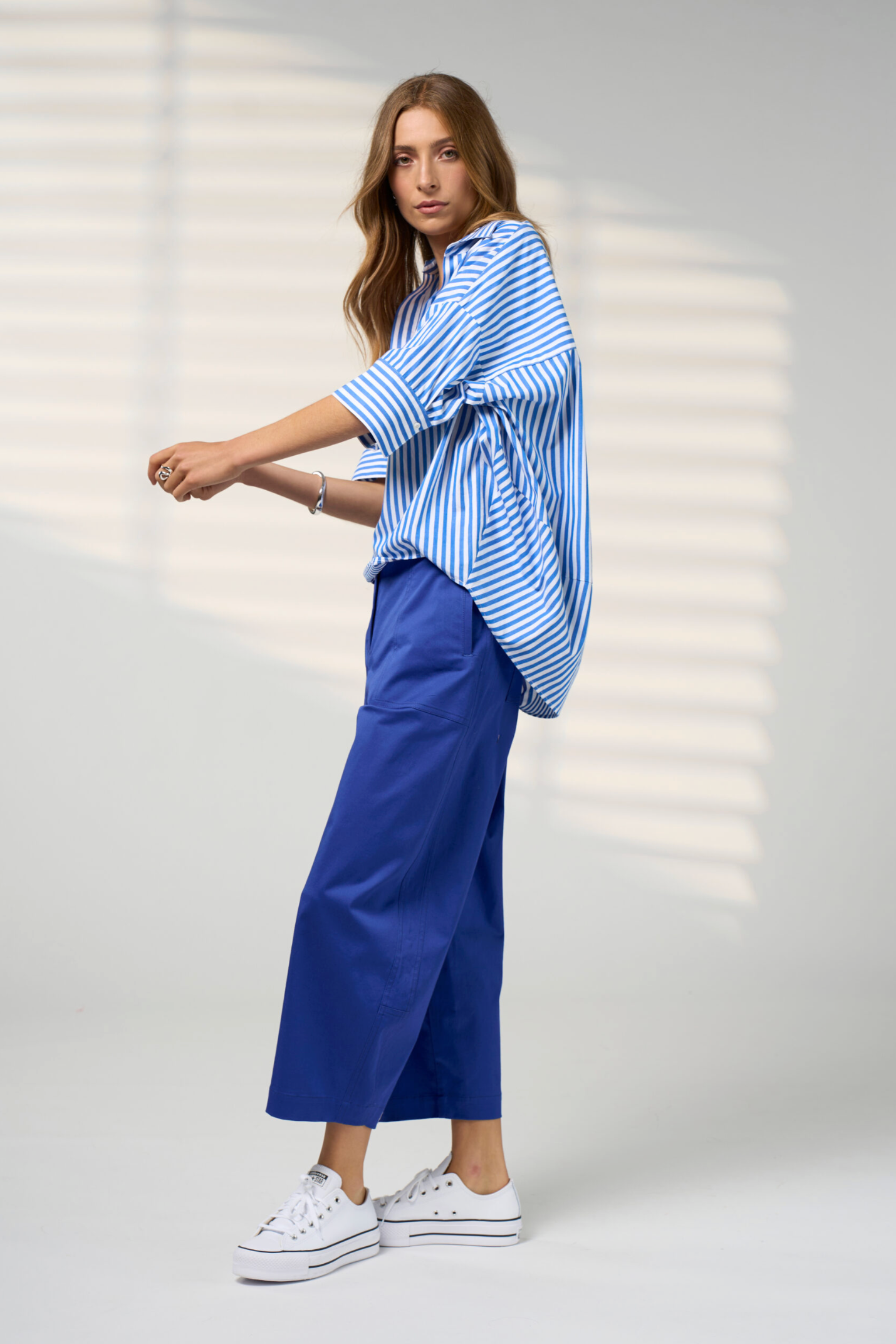 Madly Sweetly Connect Stripe Shirt - Cobalt