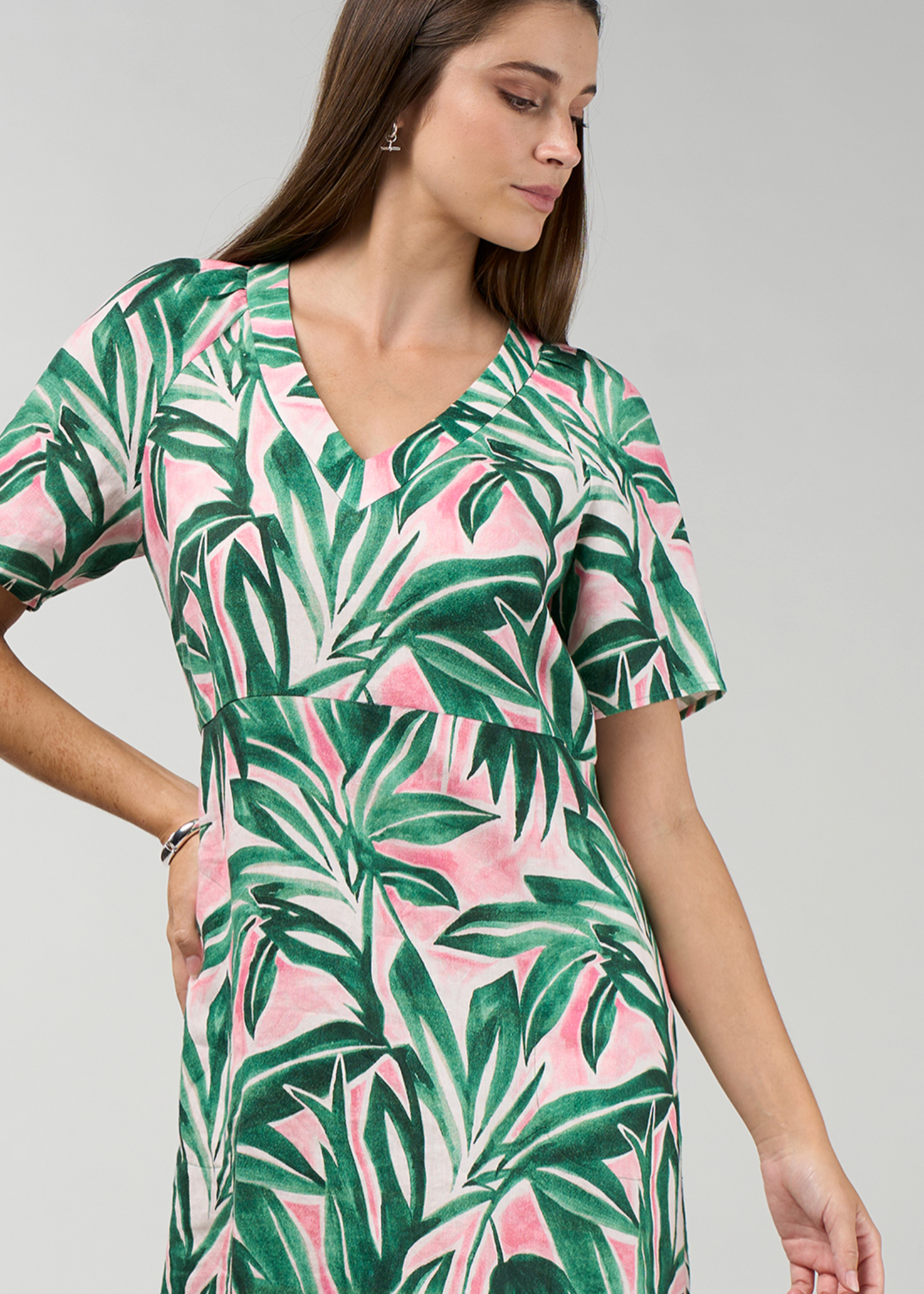 Madly Sweetly Frond Dress - Emerald Multi