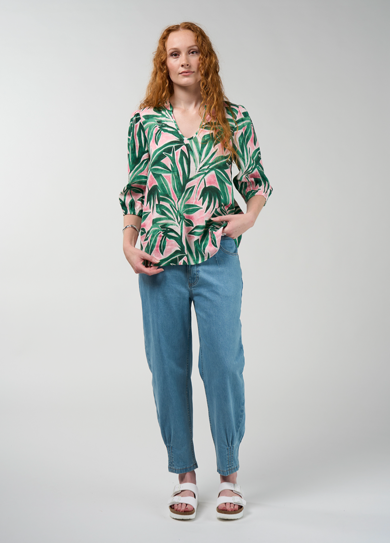 Madly Sweetly Frond Top - Emerald Multi