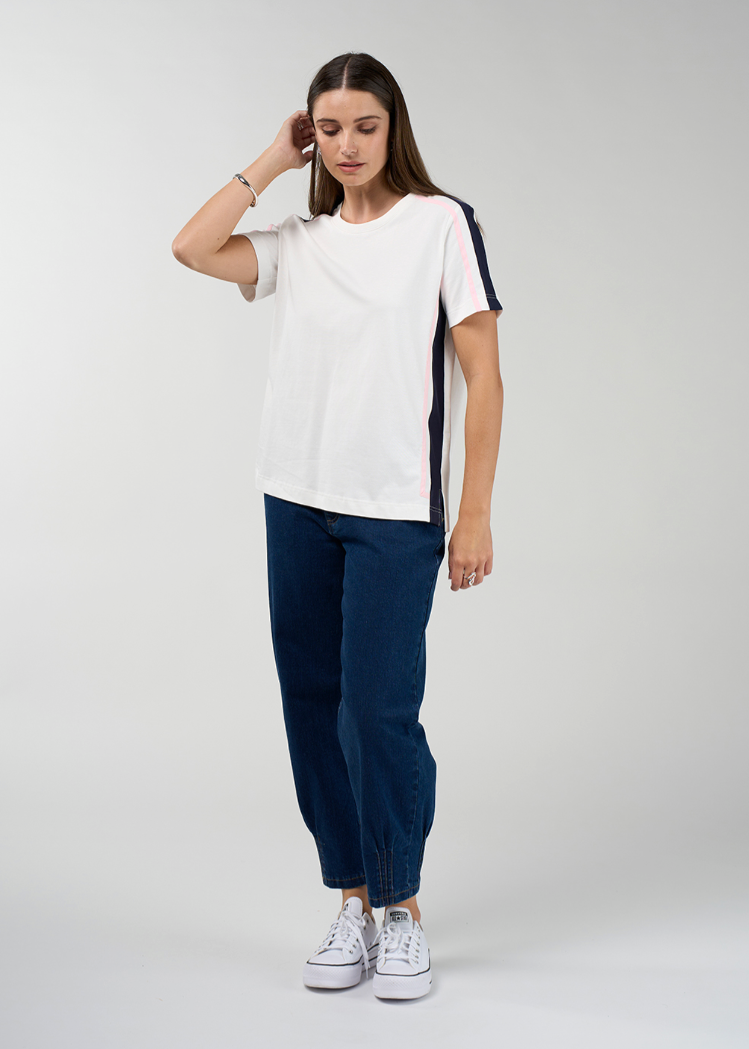 Madly Sweetly Contour Tee - White / Navy