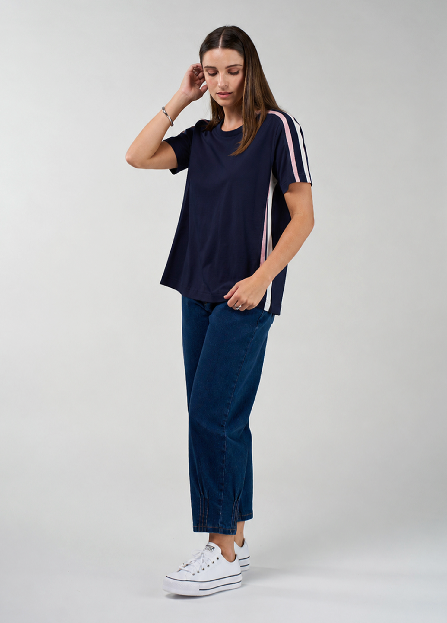 Madly Sweetly Contour Tee - Navy / White
