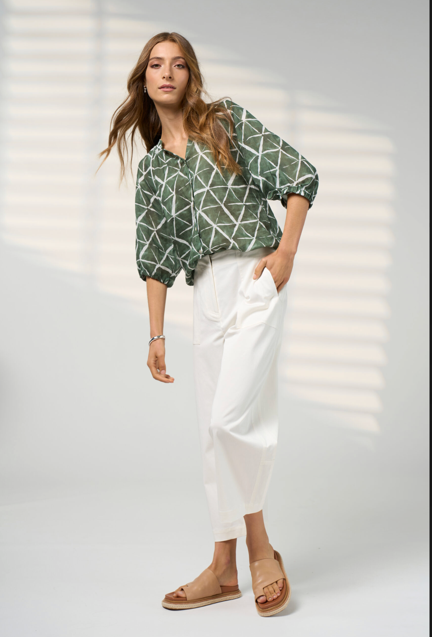 Madly Sweetly Prism Blouse - Khaki Multi