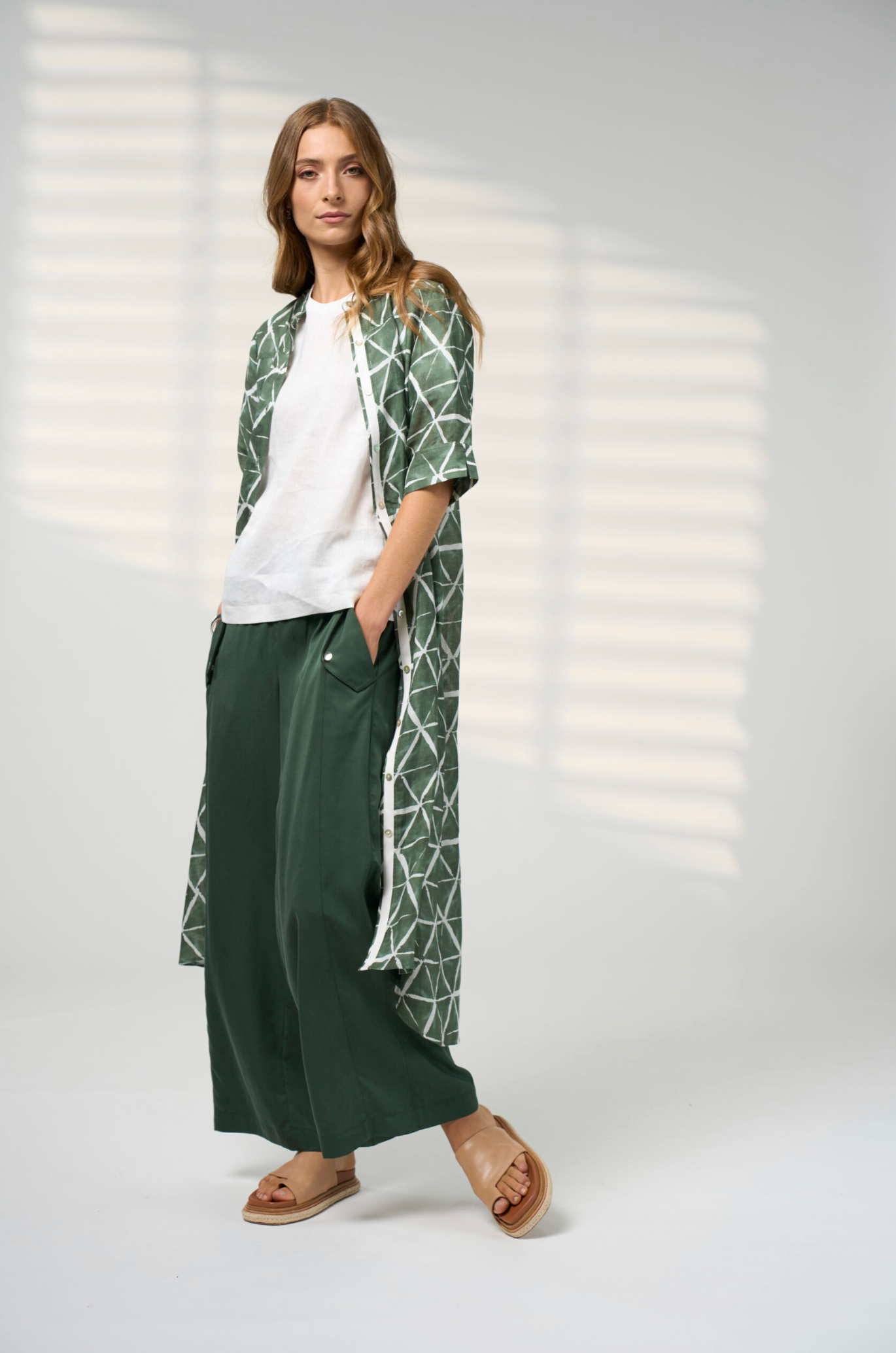 Madly Sweetly Prism Shirt Dress - Khaki Multi