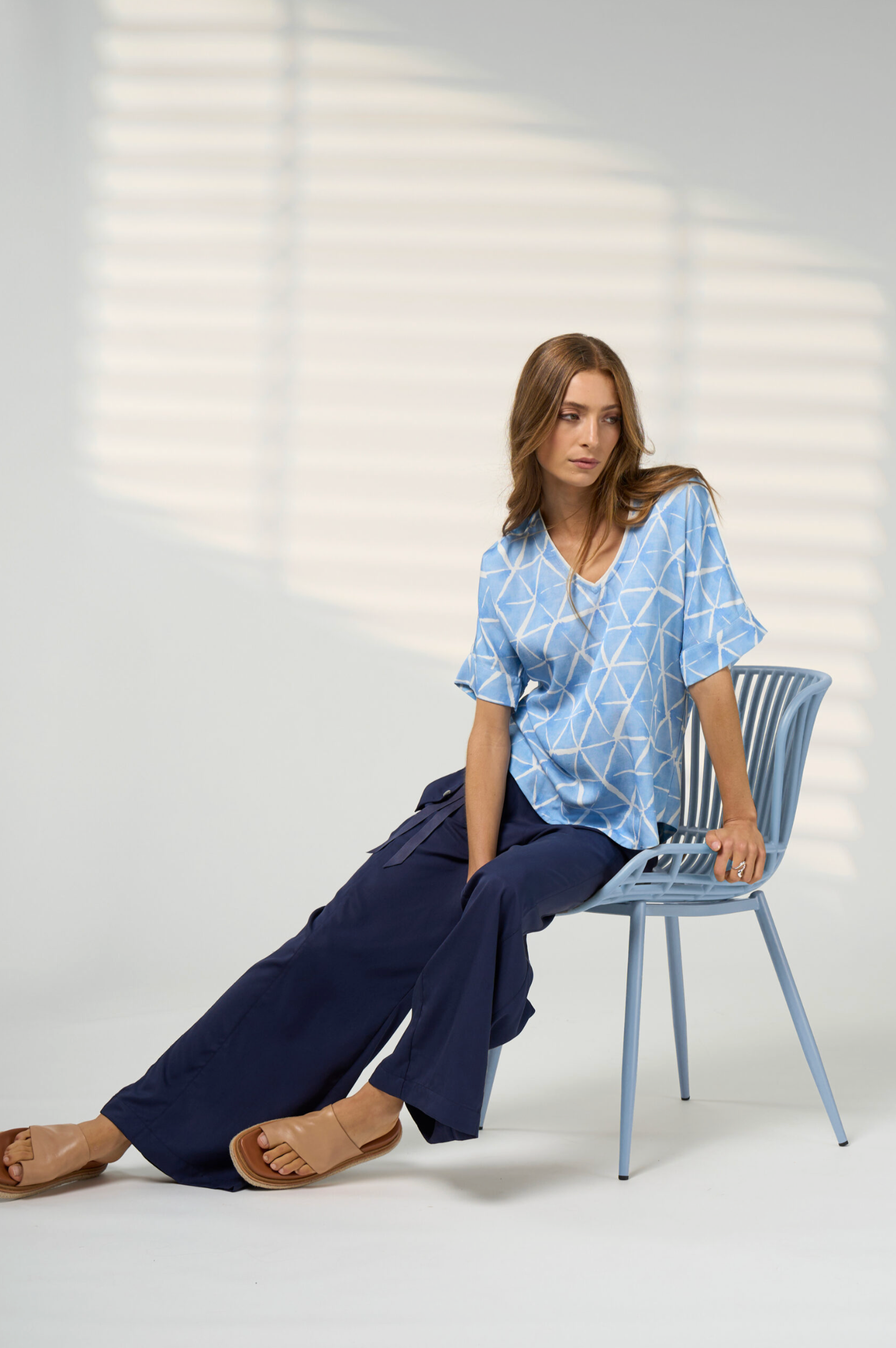 Madly Sweetly Prism Top - Sky Blue Multi