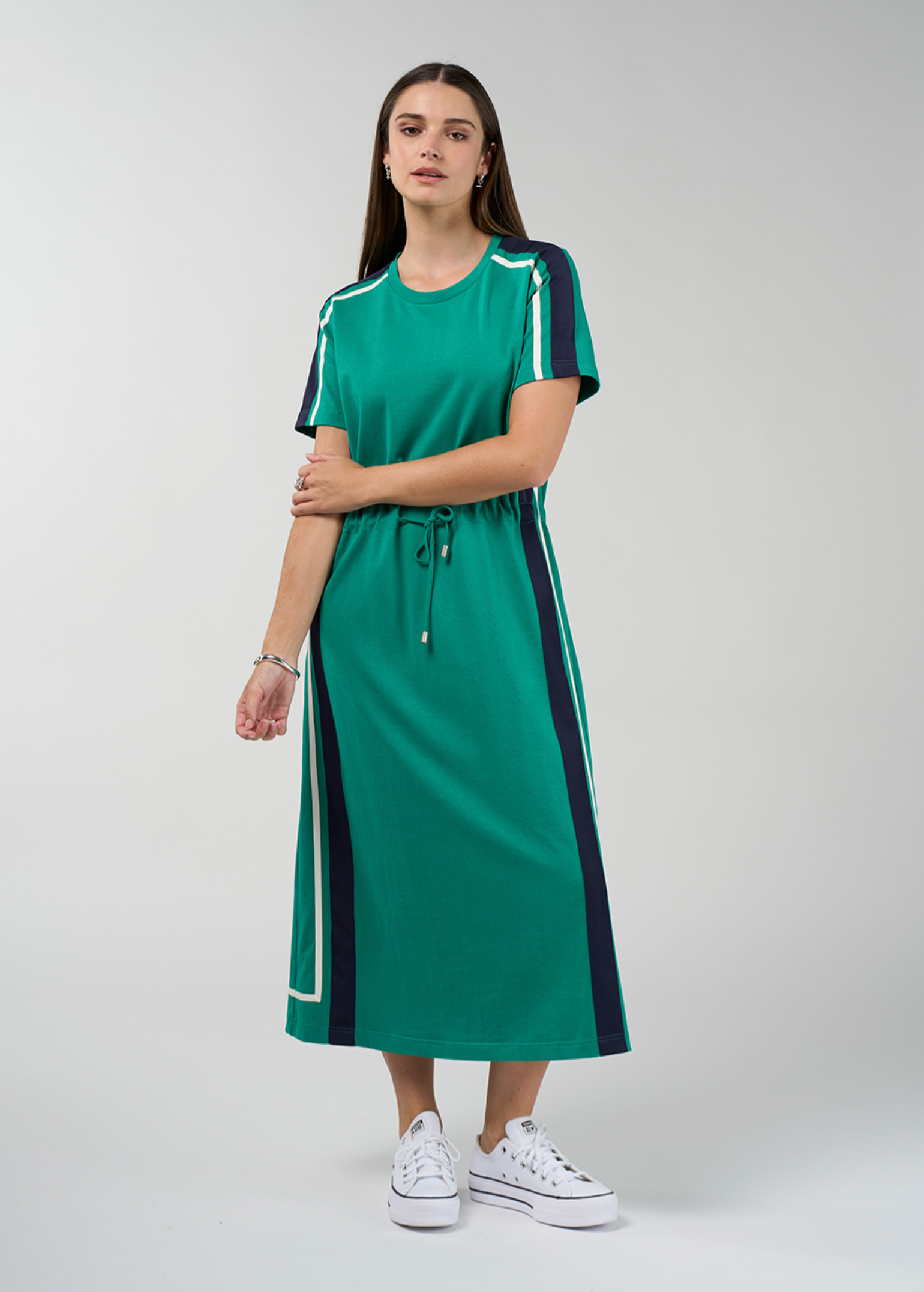 Madly Sweetly Contour Dress - Jade / Navy