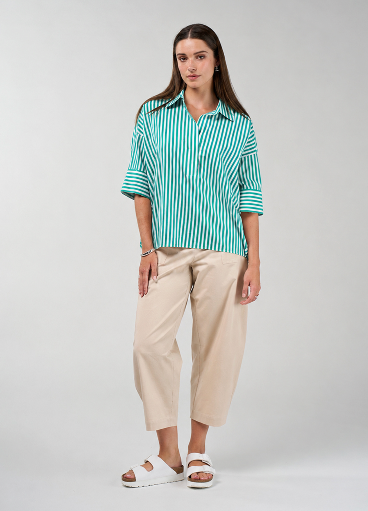 Madly Sweetly Connect Stripe Shirt - Jade