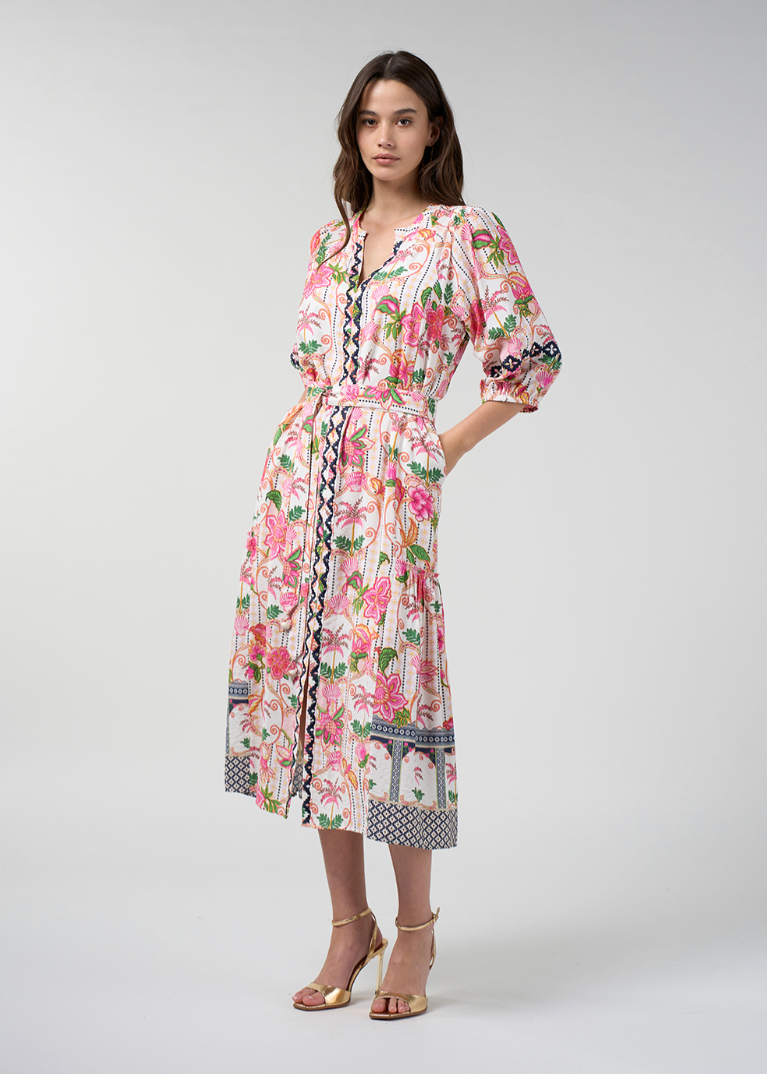 Loobie's Story Kandy Midi Dress - Silk White Multi
