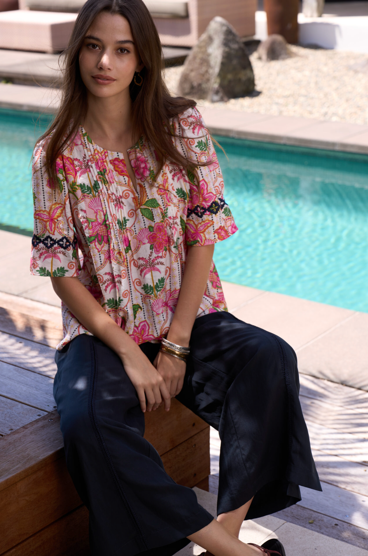 Loobie's Story Kandy Blouse - Silk White Multi