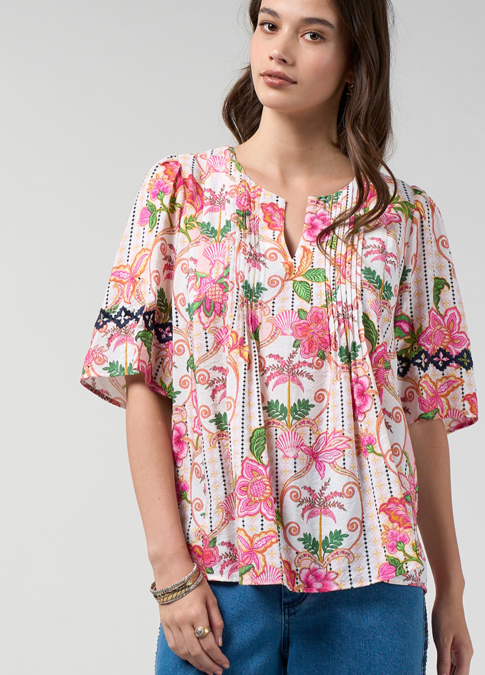 Loobie's Story Kandy Blouse - Silk White Multi