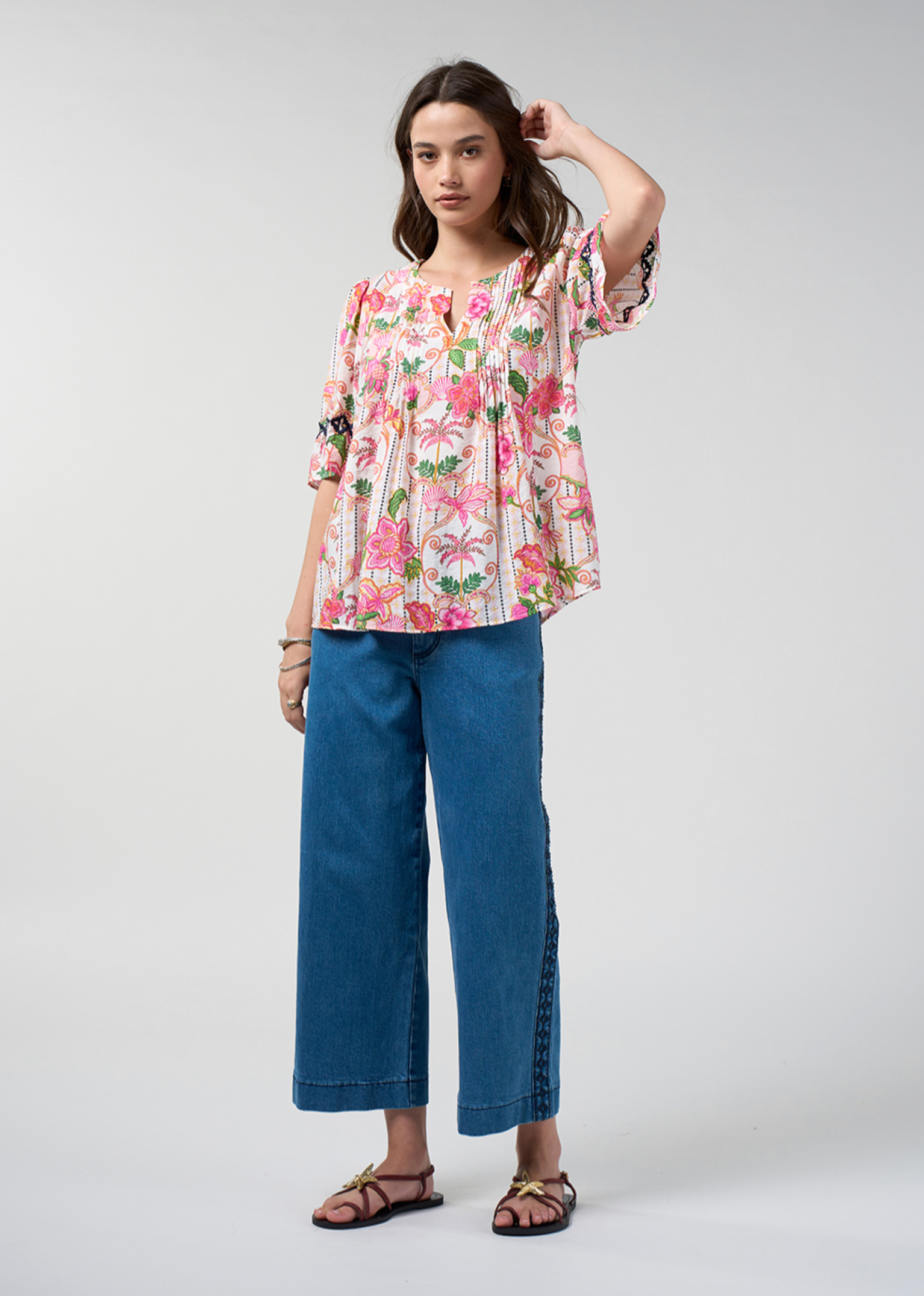Loobie's Story Kandy Blouse - Silk White Multi