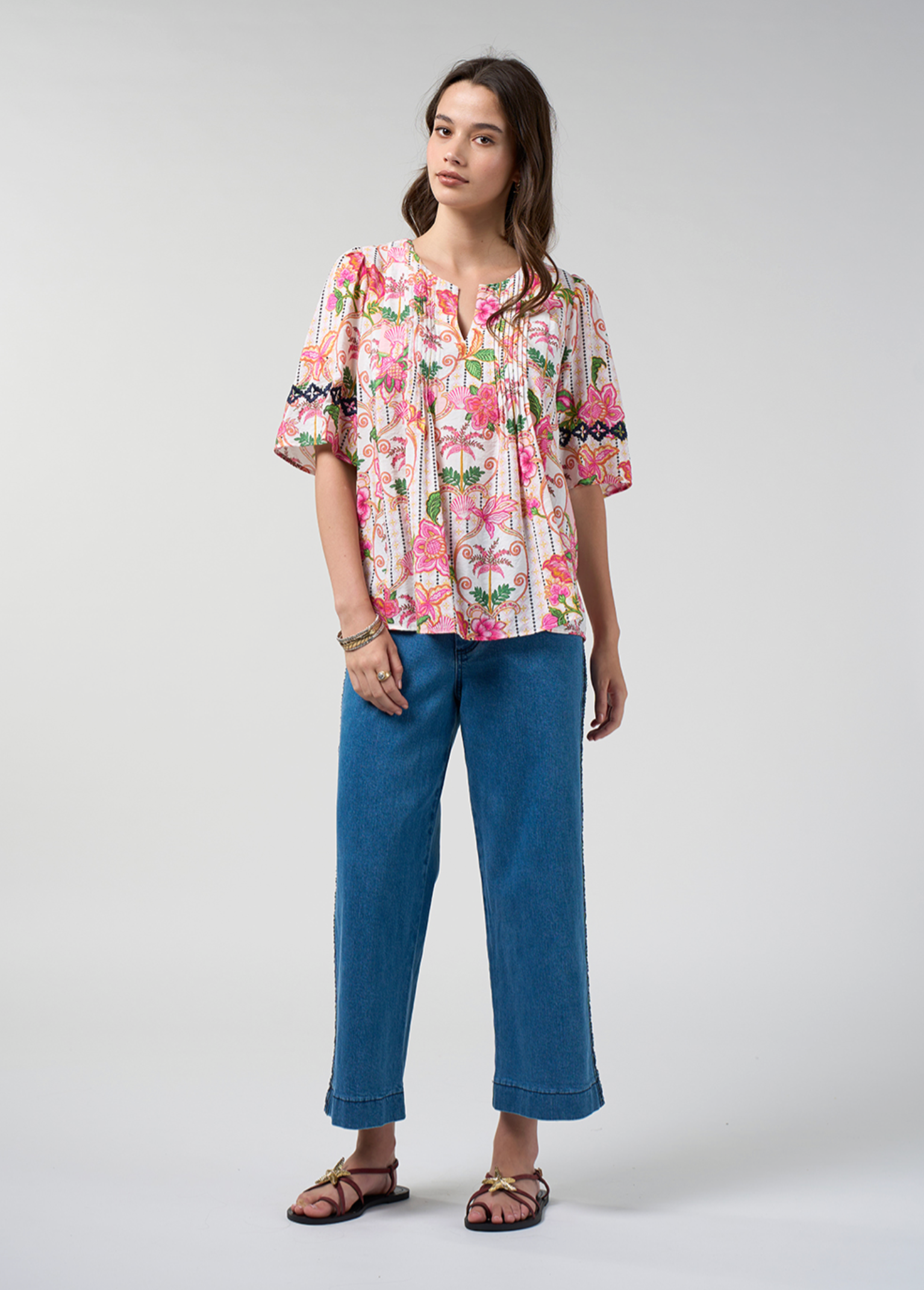 Loobie's Story Kandy Blouse - Silk White Multi