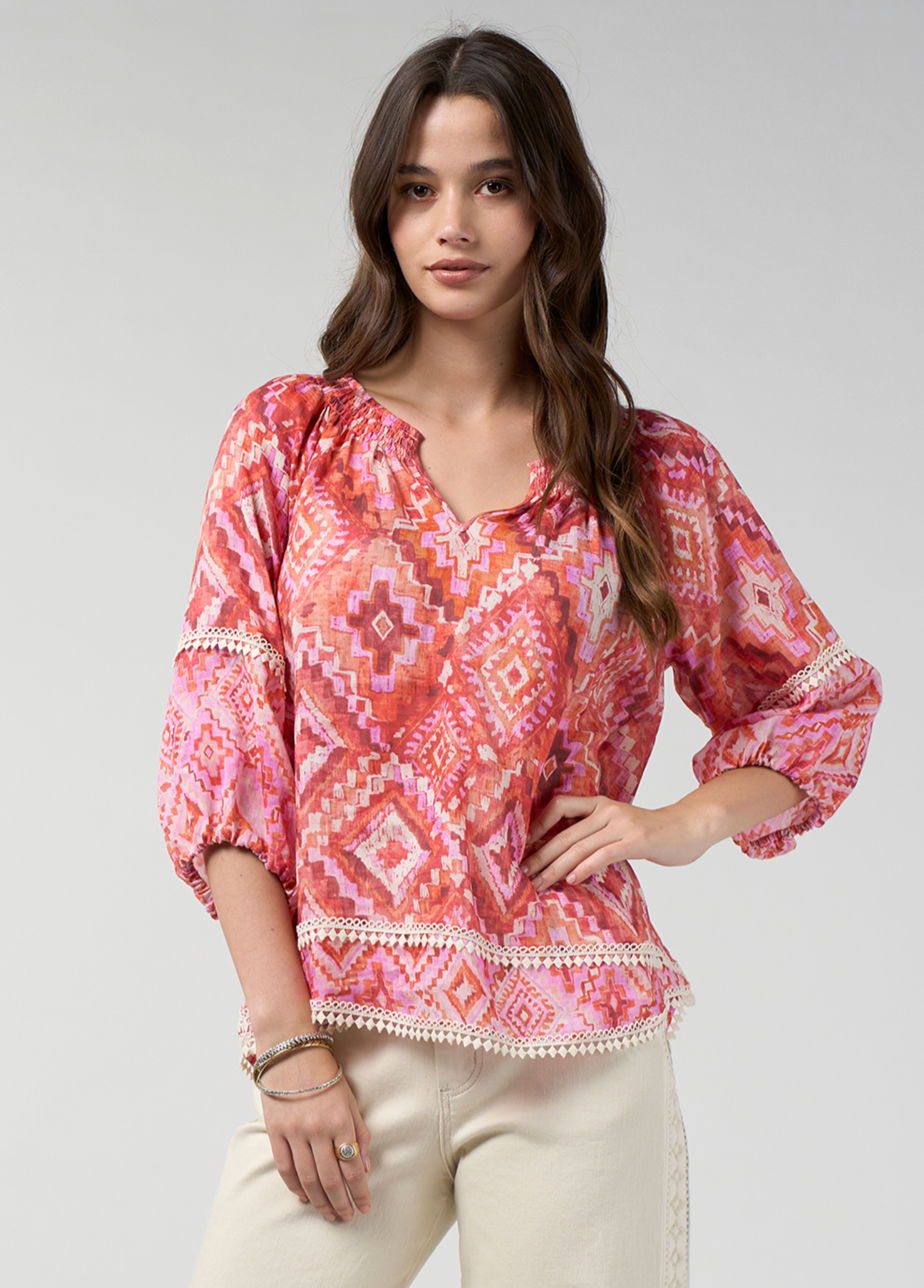 Loobie's Story Sinhala Top - Coral Multi