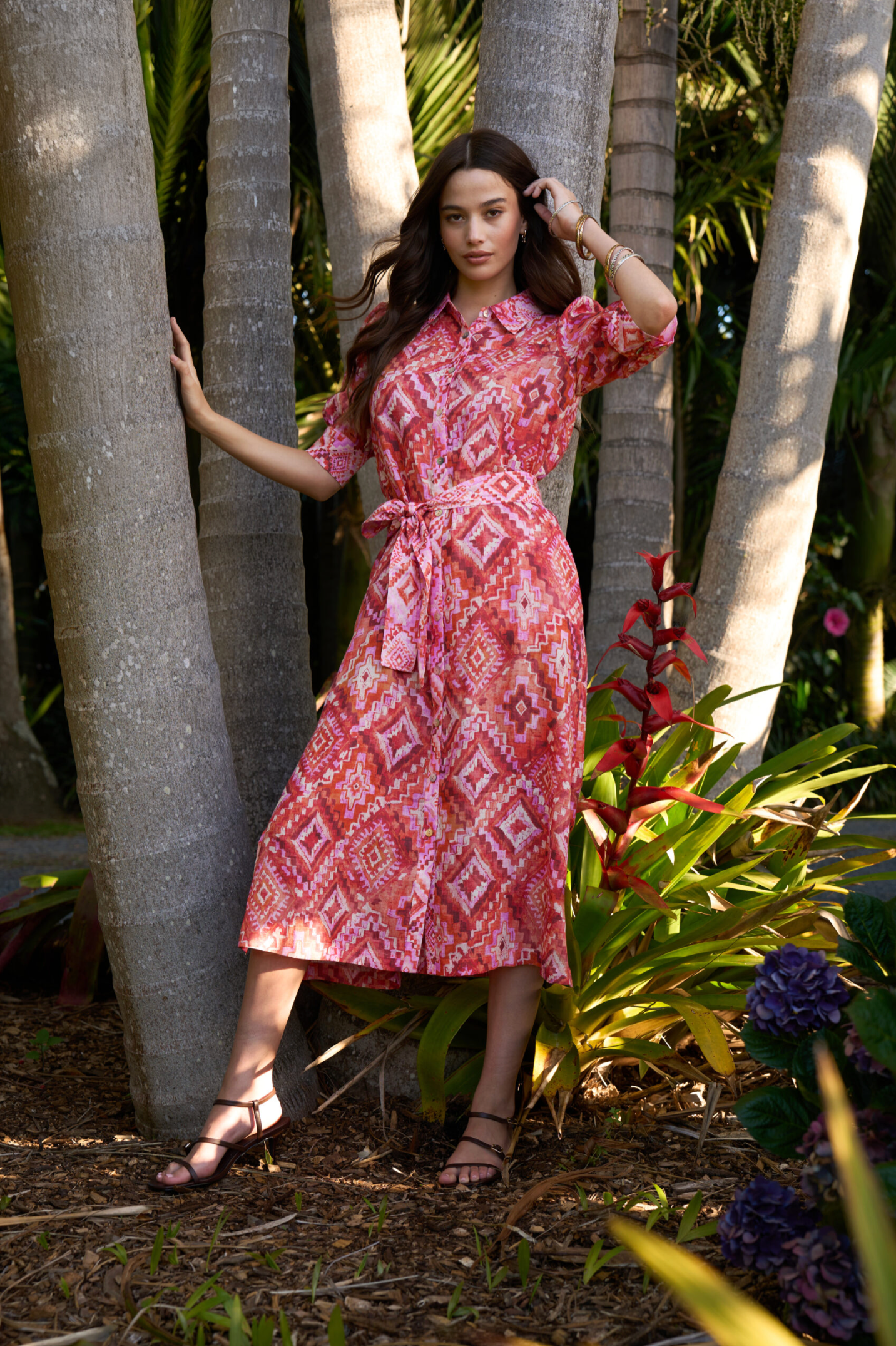 Loobie's Story Sinhala Shirt Dress - Coral Multi