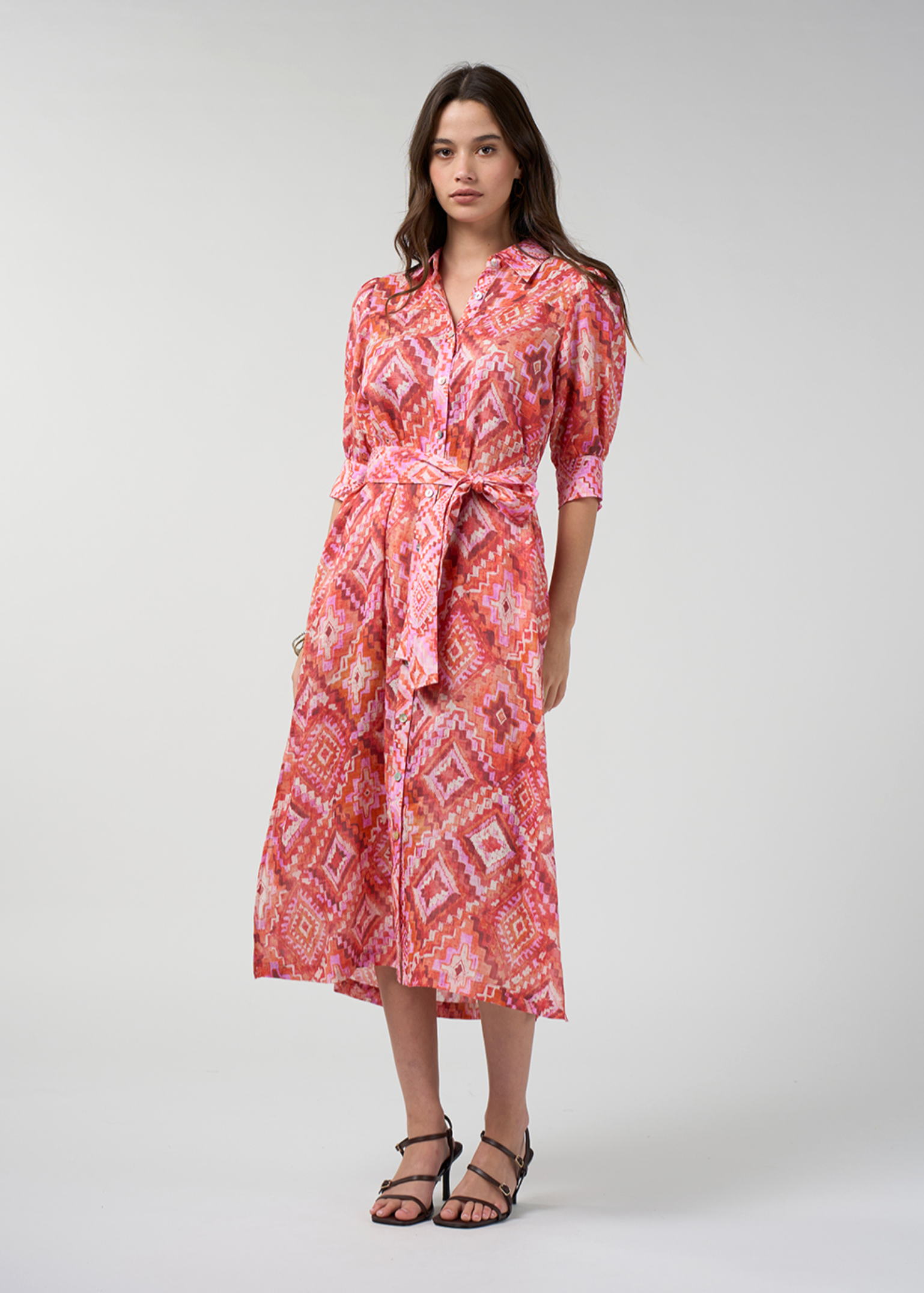Loobie's Story Sinhala Shirt Dress - Coral Multi