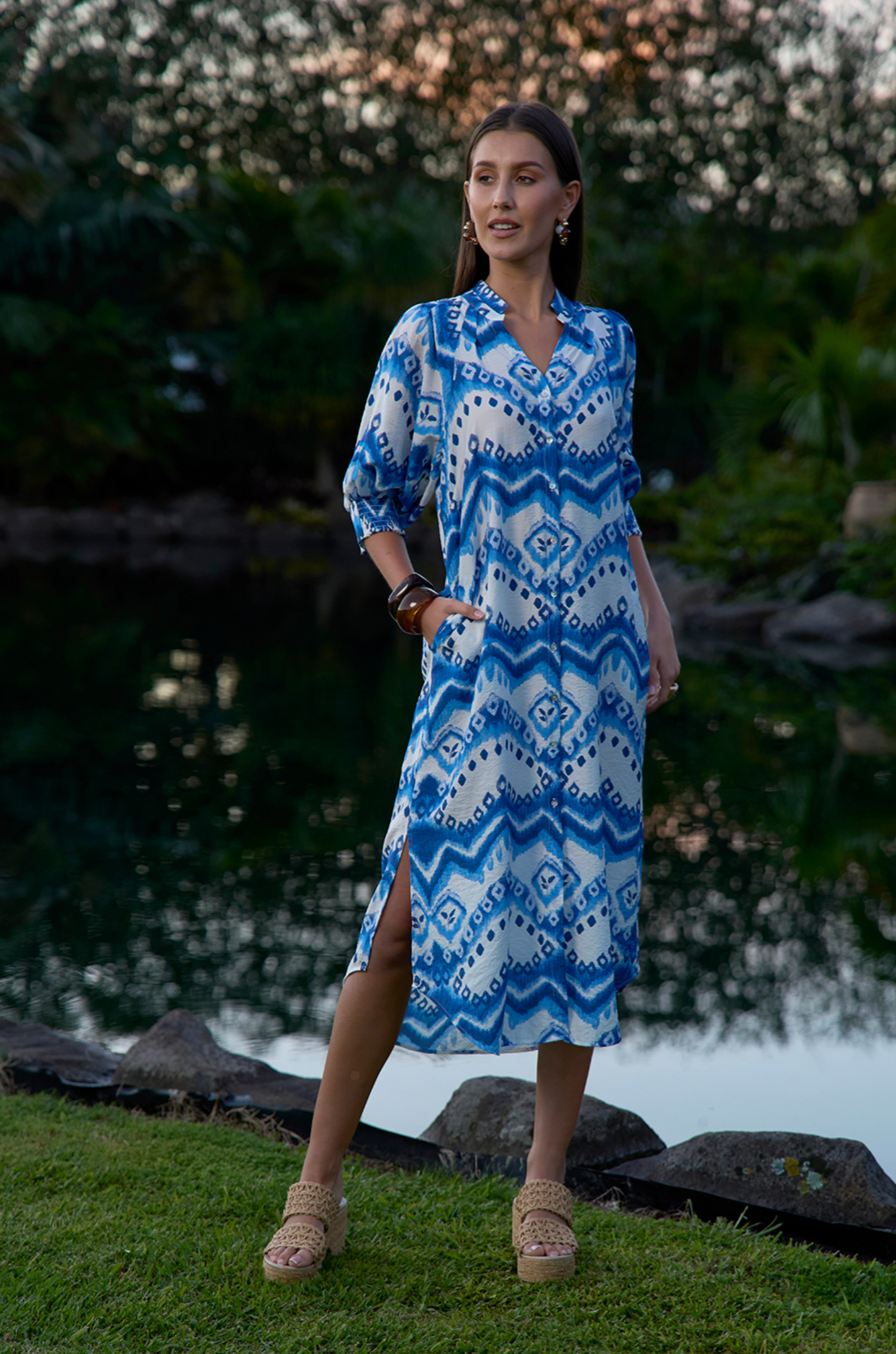 Loobie's Story Zahlee Shirt Dress - Corfu Blue Multi