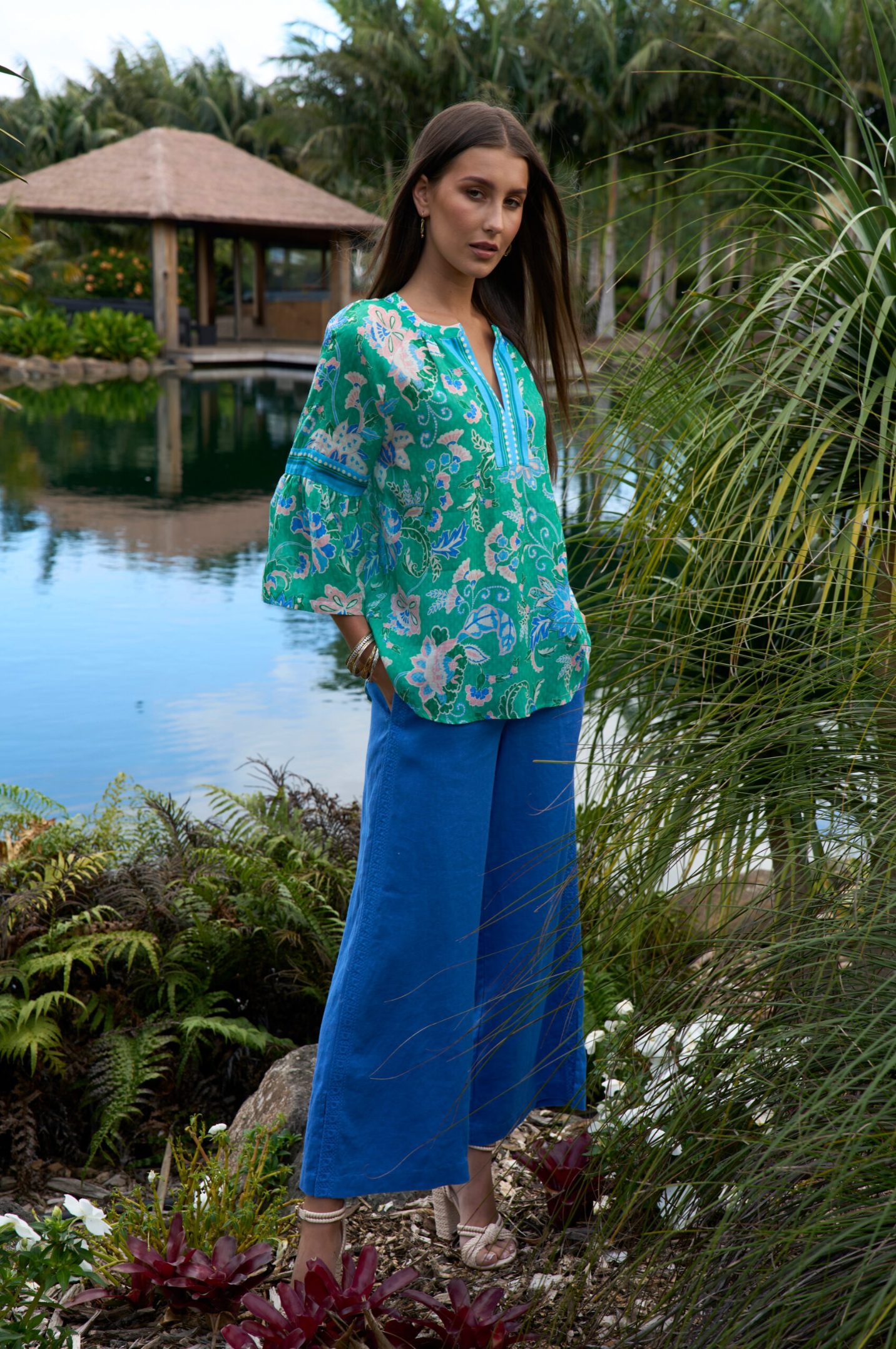 Loobie's Story Samira Blouse - Emerald Multi
