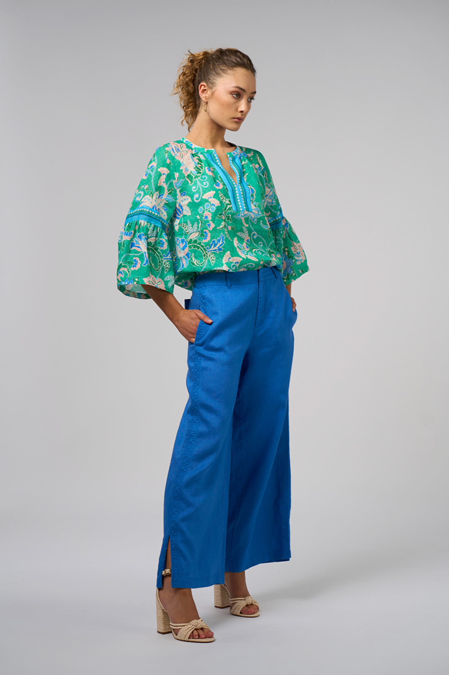 Loobie's Story Samira Blouse - Emerald Multi